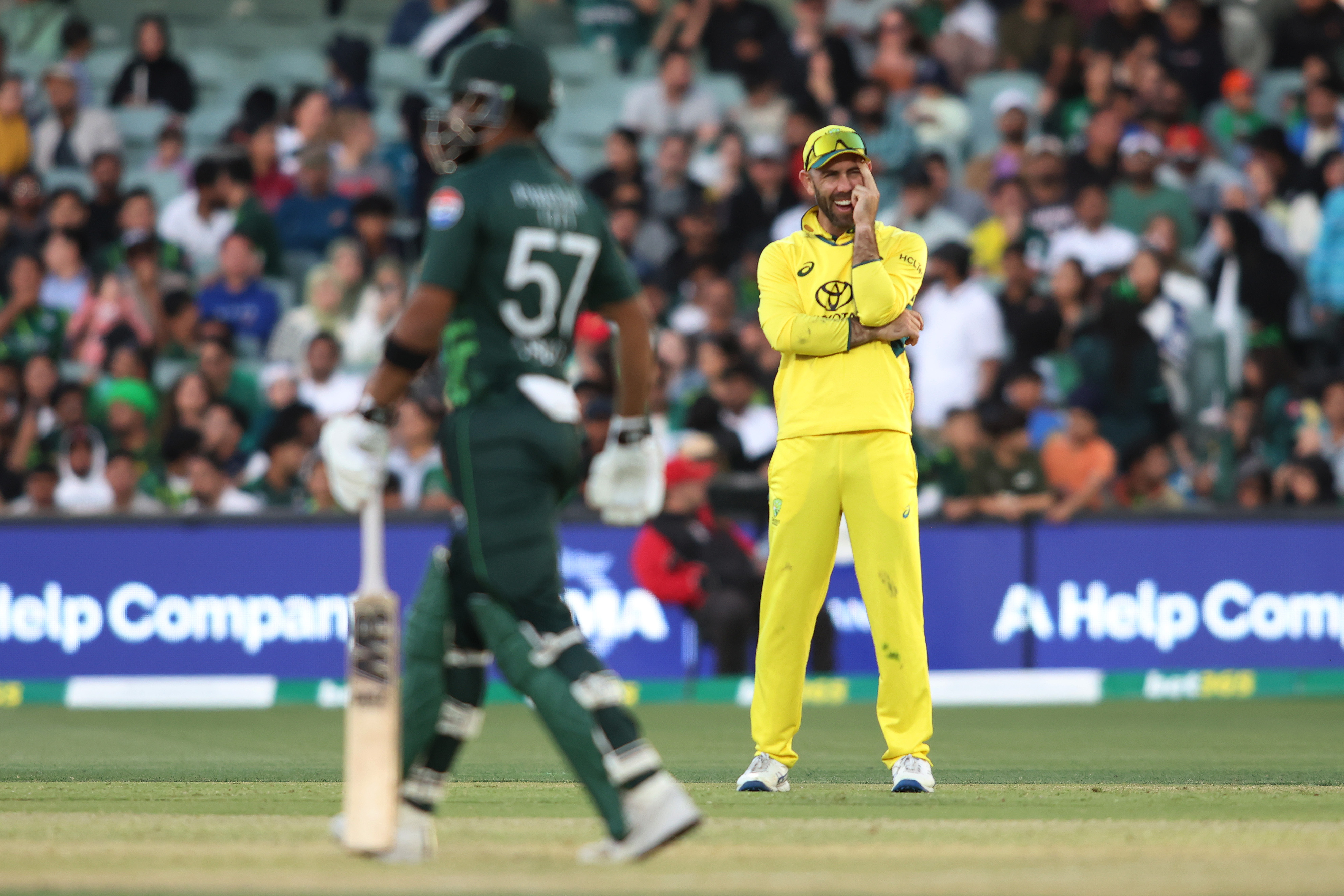 ADELAIDE, AUSTRALIA - NOVEMBER 08: Glenn Maxwell of Australia reacts during game two of the Men's ODI series between Australia and Pakistan at Adelaide Oval on November 08, 2024 in Adelaide, Australia. (Photo by Maya Thompson/Getty Images)