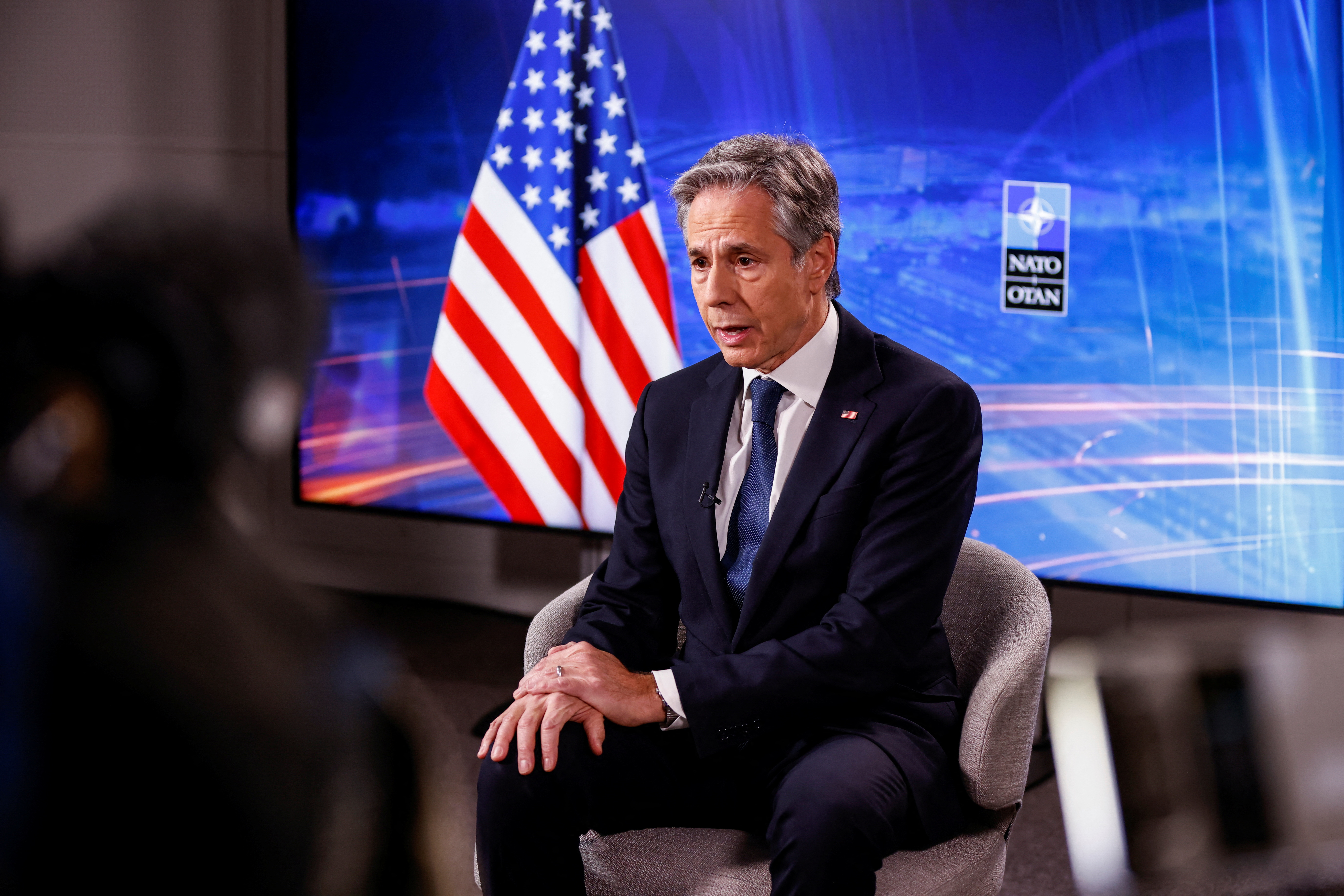 U.S. Secretary of State Antony Blinken attends an interview, in Brussels, Belgium December 4, 2024. 