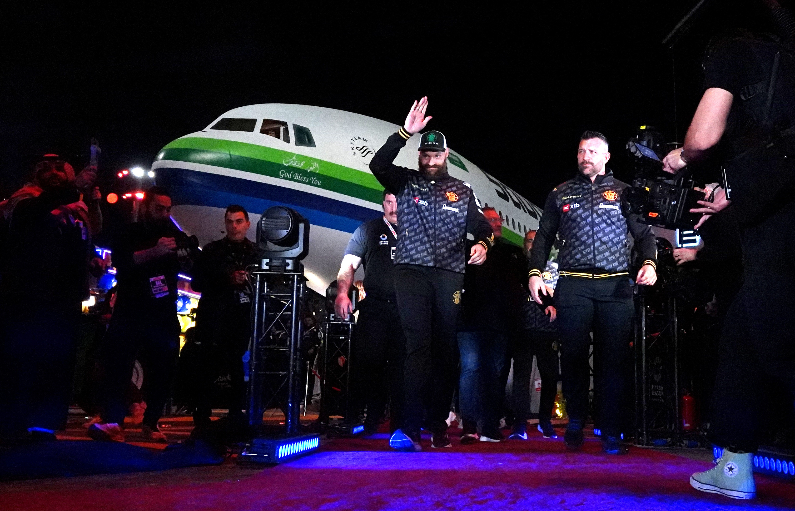 Tyson Fury arrives at Riyadh airport.