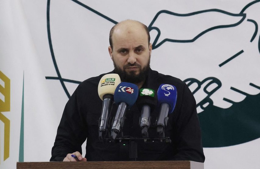 Mohamed Bashir, who heads HTS's so-called "Salvation Government", holds a press conference