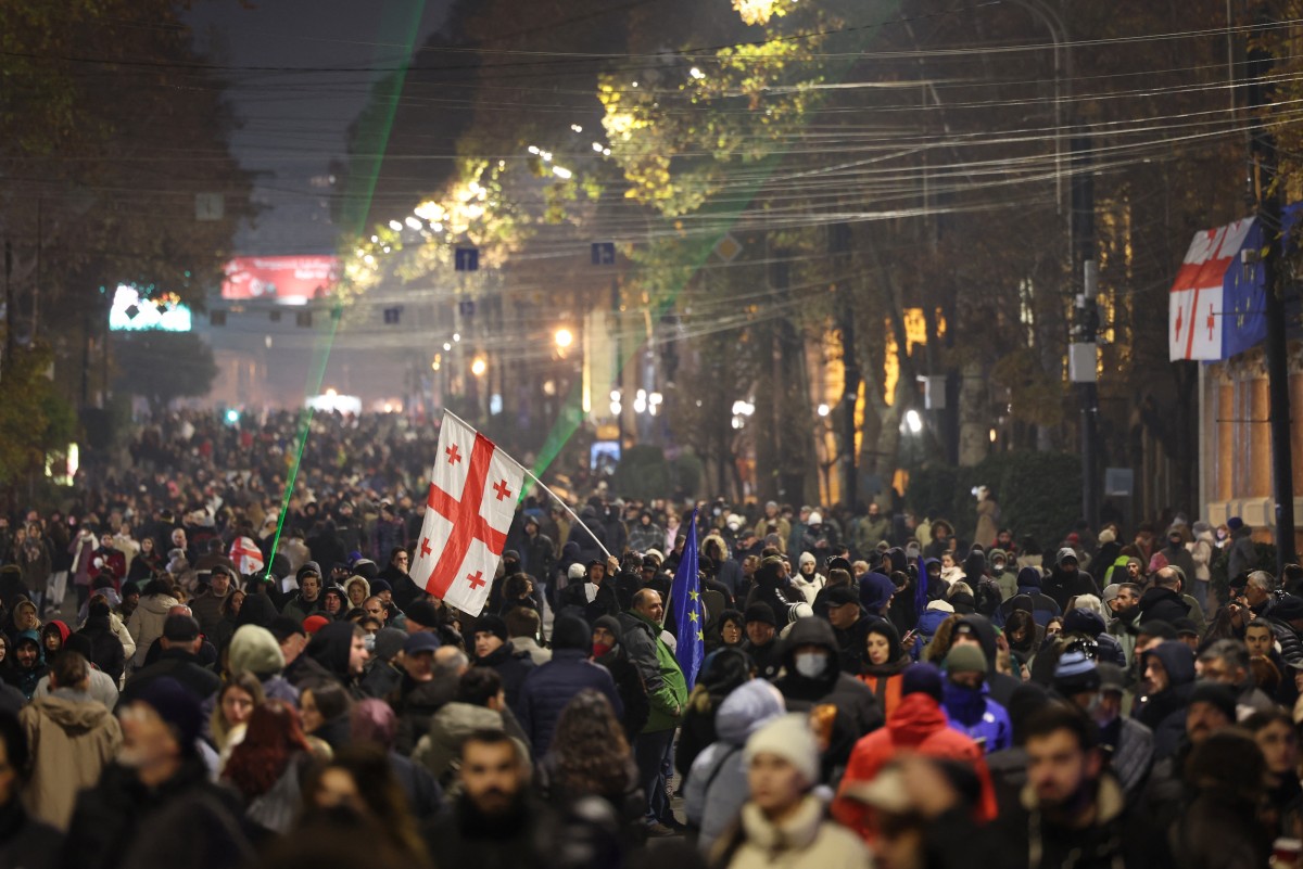 Thousands rally in Georgia's 12th day of pro-EU protests
