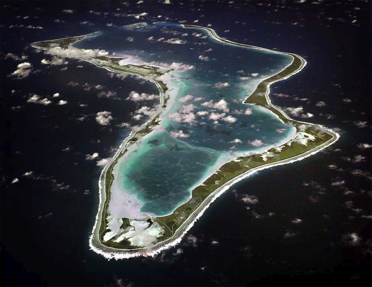 This image released by the US Navy shows an aerial view of Diego Garcia
