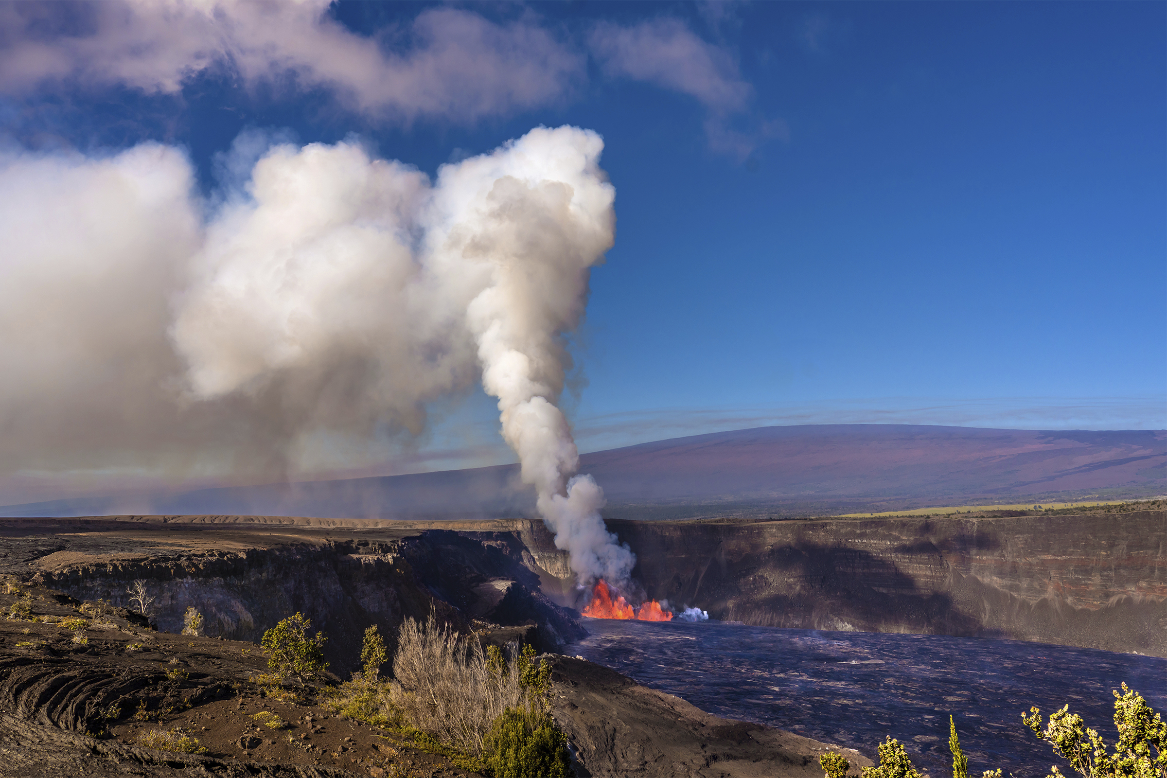 A plume of smoke from an eruption of the Kilauea volcano