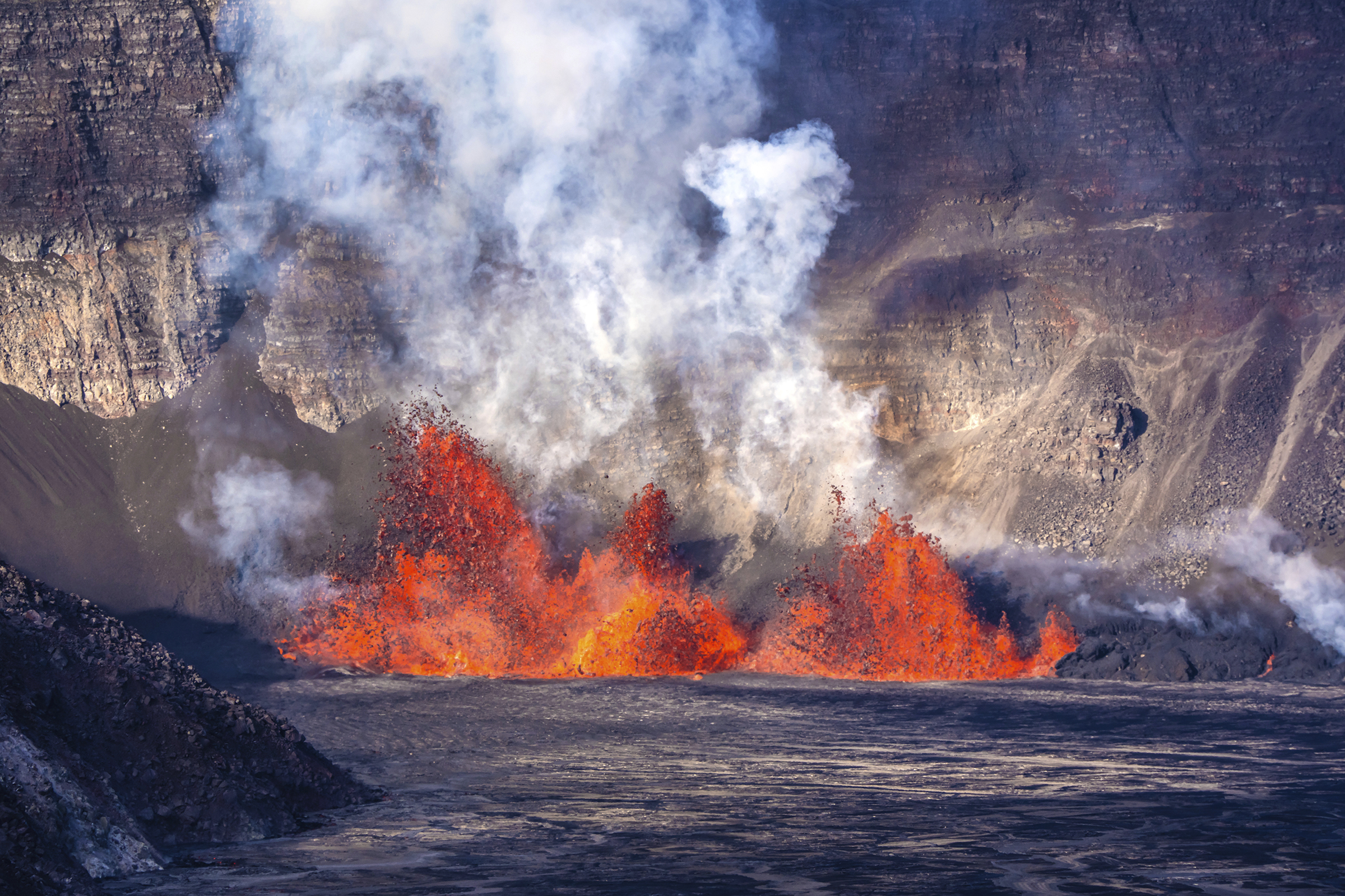 Lava shoots out during an eruption of the Kilauea volcano on Hawaii