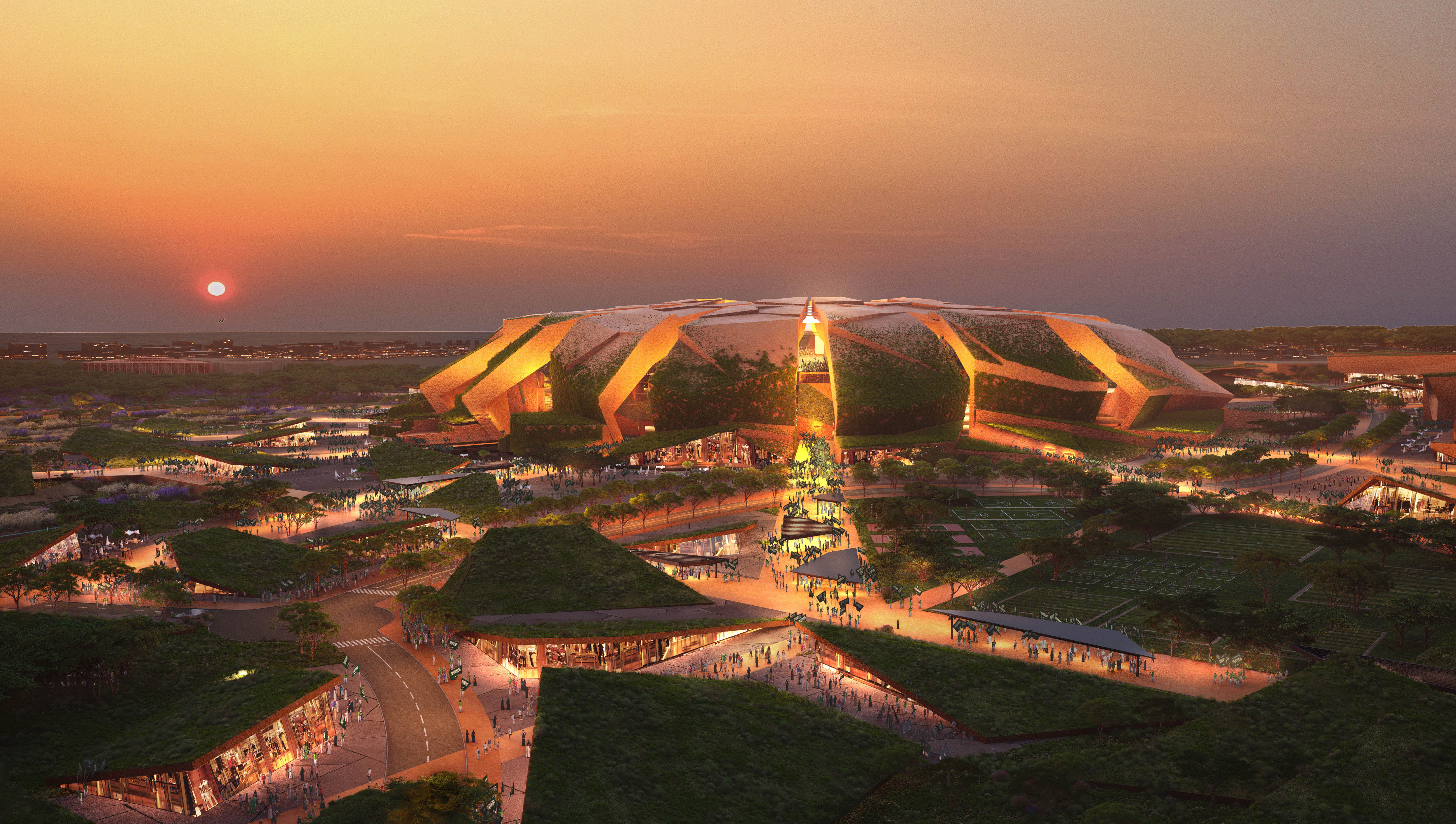 Graphic image of proposed football stadium for Saudi Arabia's staging of the 2034 FIFA World Cup.