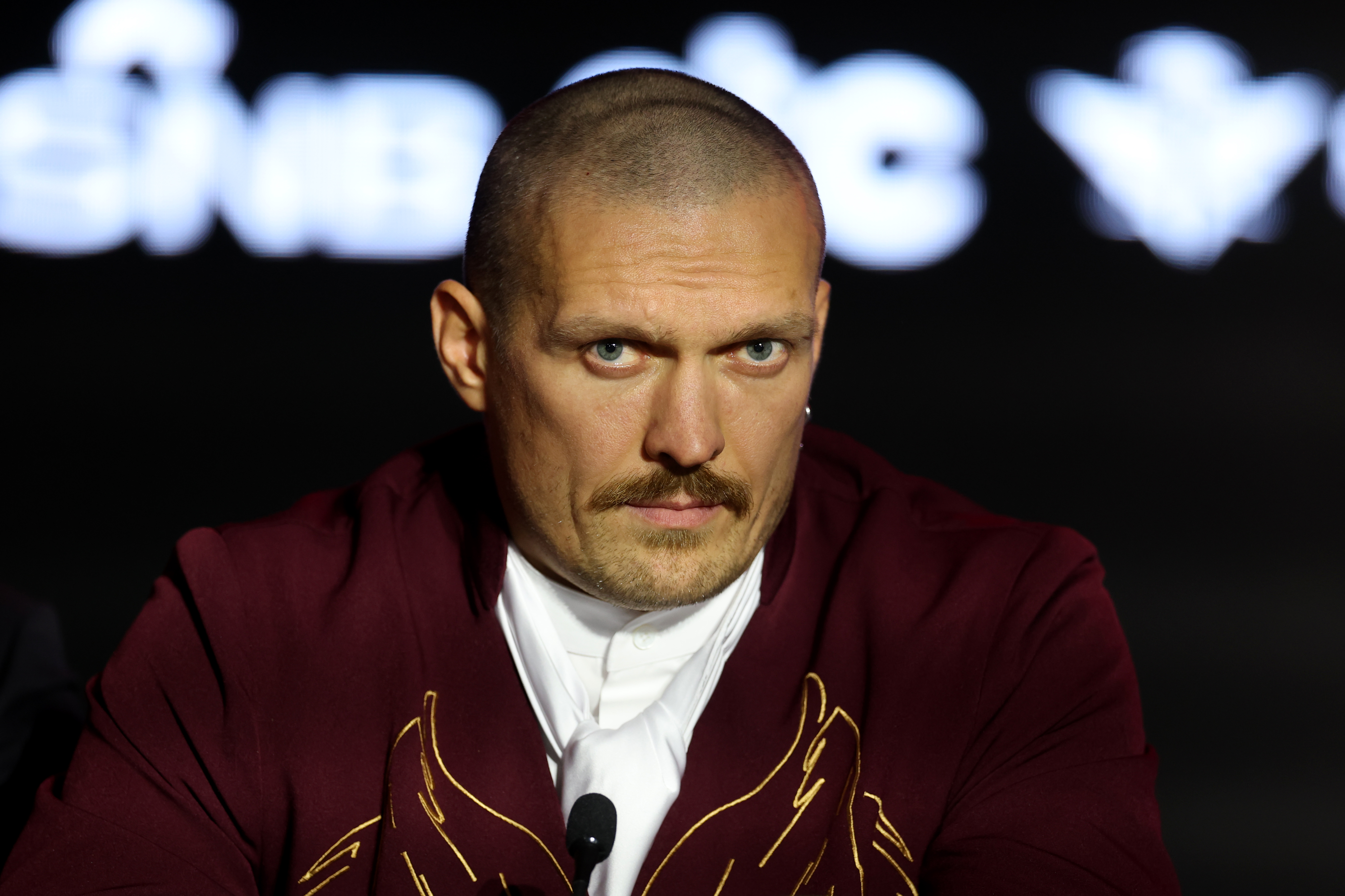 Boxer Oleksandr Usyk at press conference.
