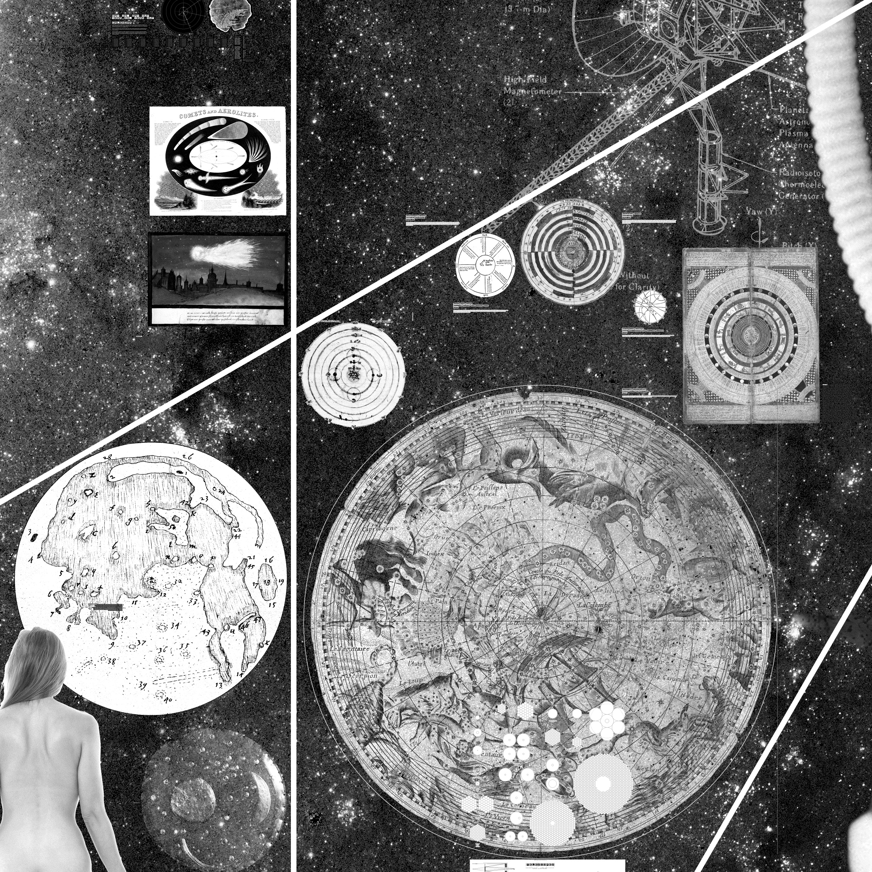 A close-up of the Space disc shows a curation of celestial maps designed and developed throughout human history – in tiny detail [Courtesy of Sanctuary On The Moon]