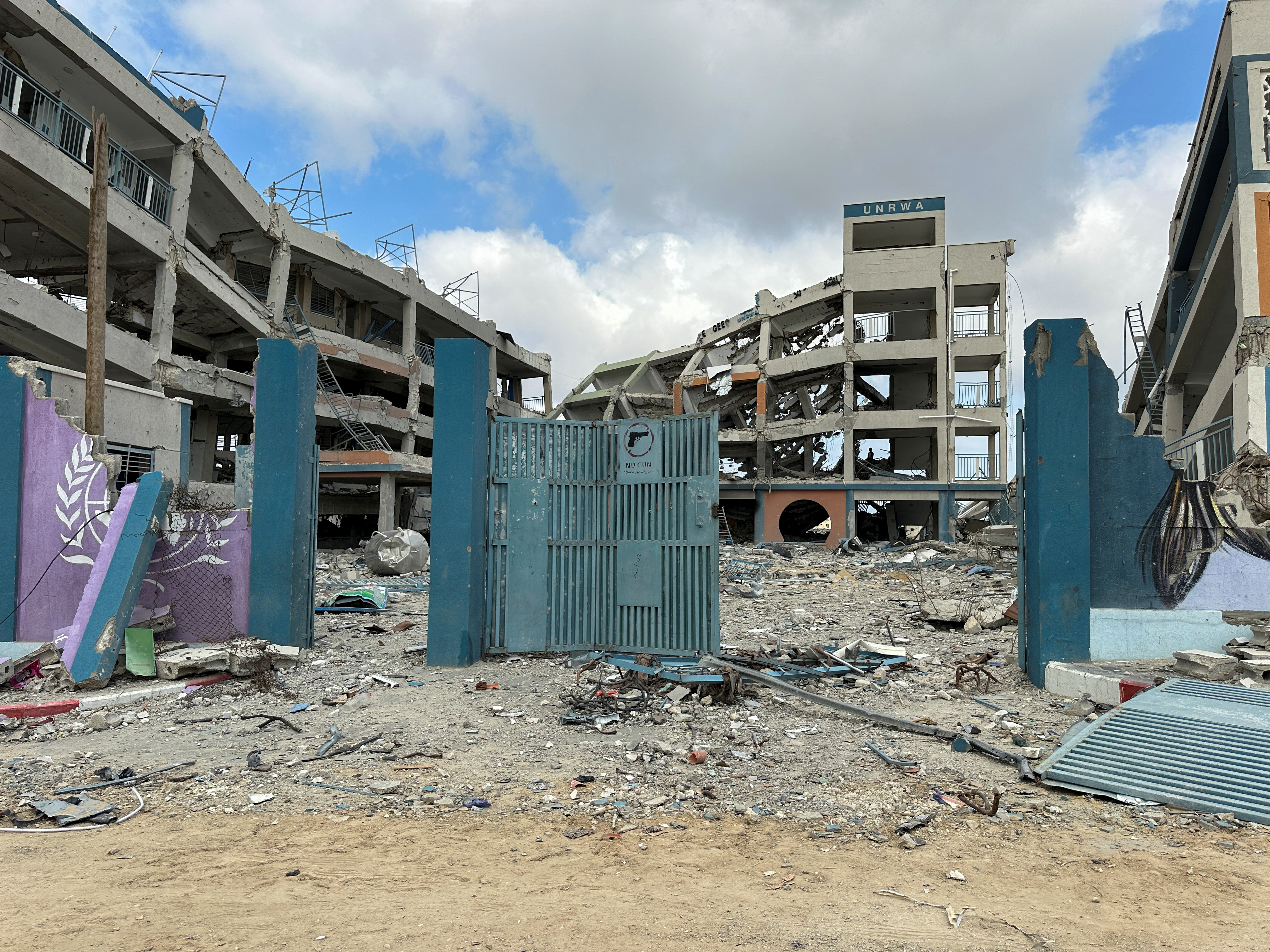 An UNRWA run-school destroyed in Israeli attack