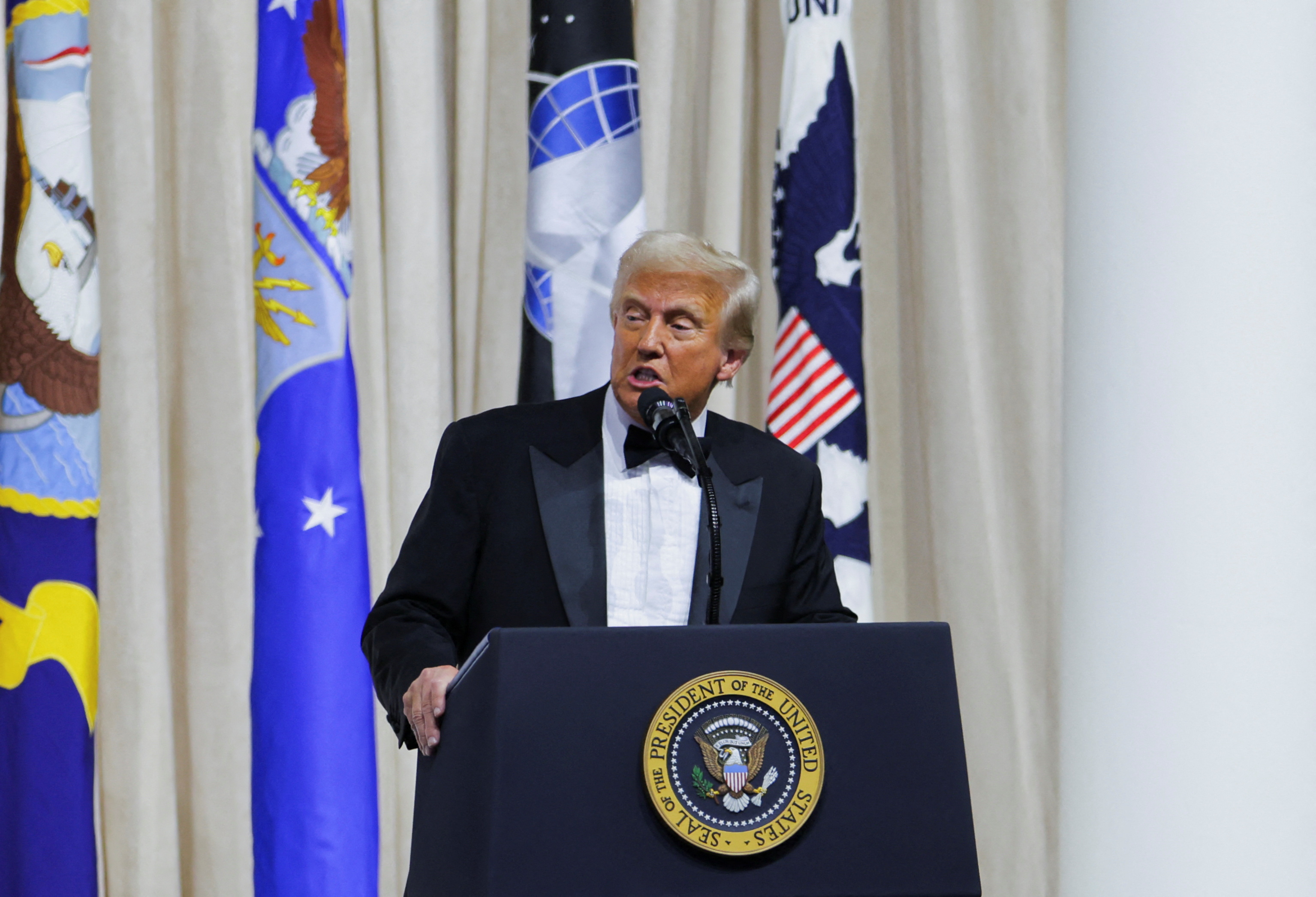 U.S. President Donald Trump attends the Commander in Chief Ball in honor of his inauguration in Washington, U.S., January 20, 2025.