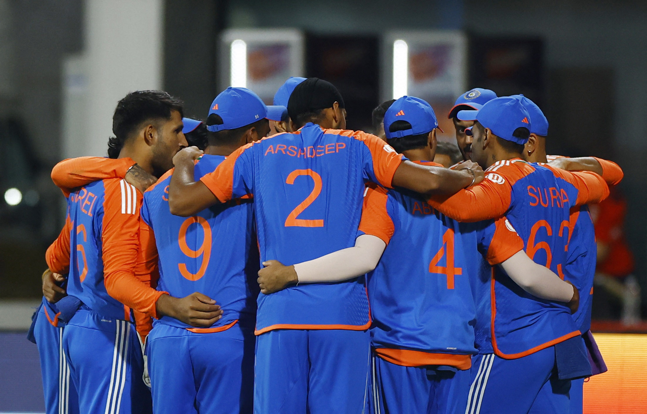 Cricket - Second T20 International - India v England - M. A. Chidambaram Stadium, Chennai, India - January 25, 2025 India players huddle before the match REUTERS/Anushree Fadnavis