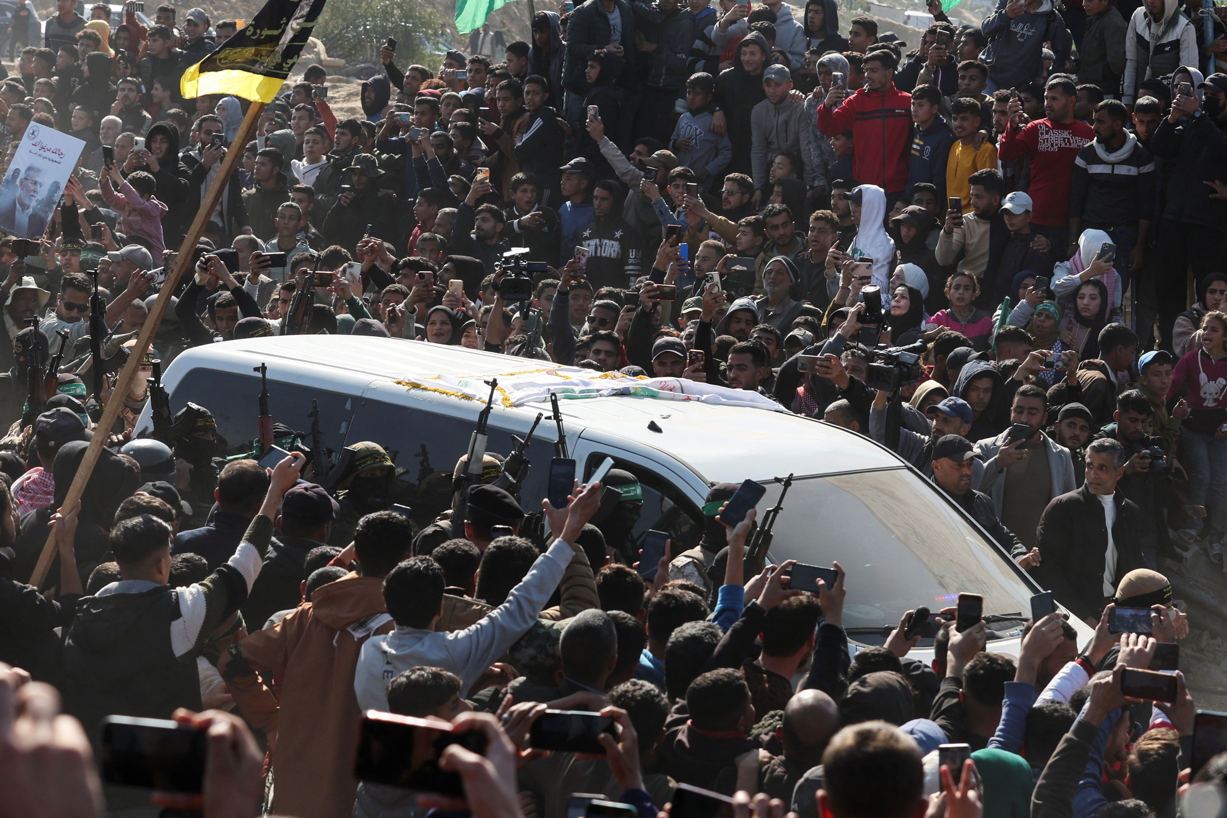 Hostages-prisoners swap deal between Hamas and Israel, in Khan Younis in the southern Gaza Strip