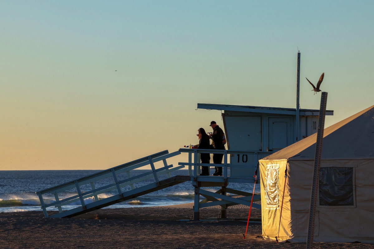 first responders base camp set up at Zuma Beach