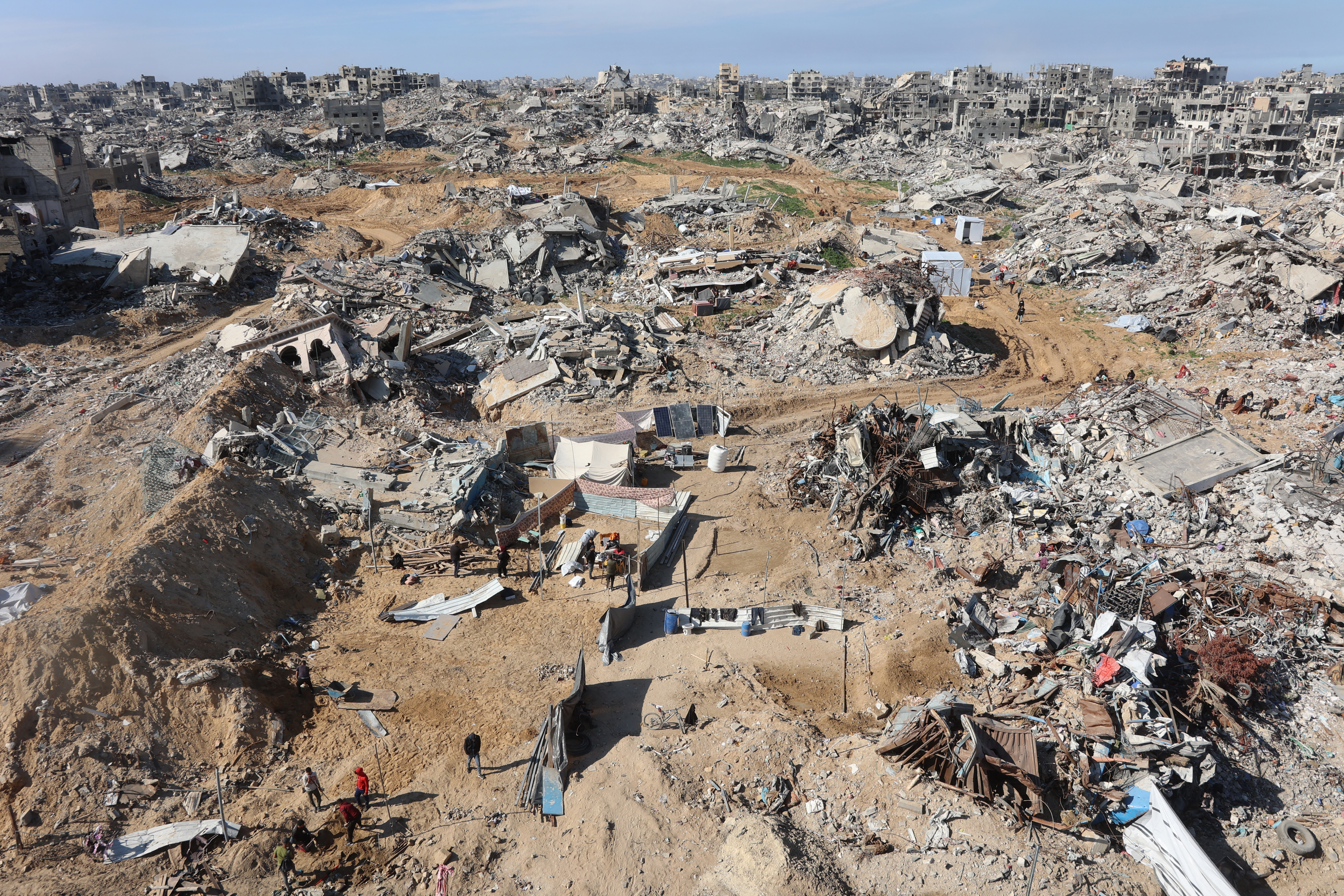 a view of destroyed buildings from above