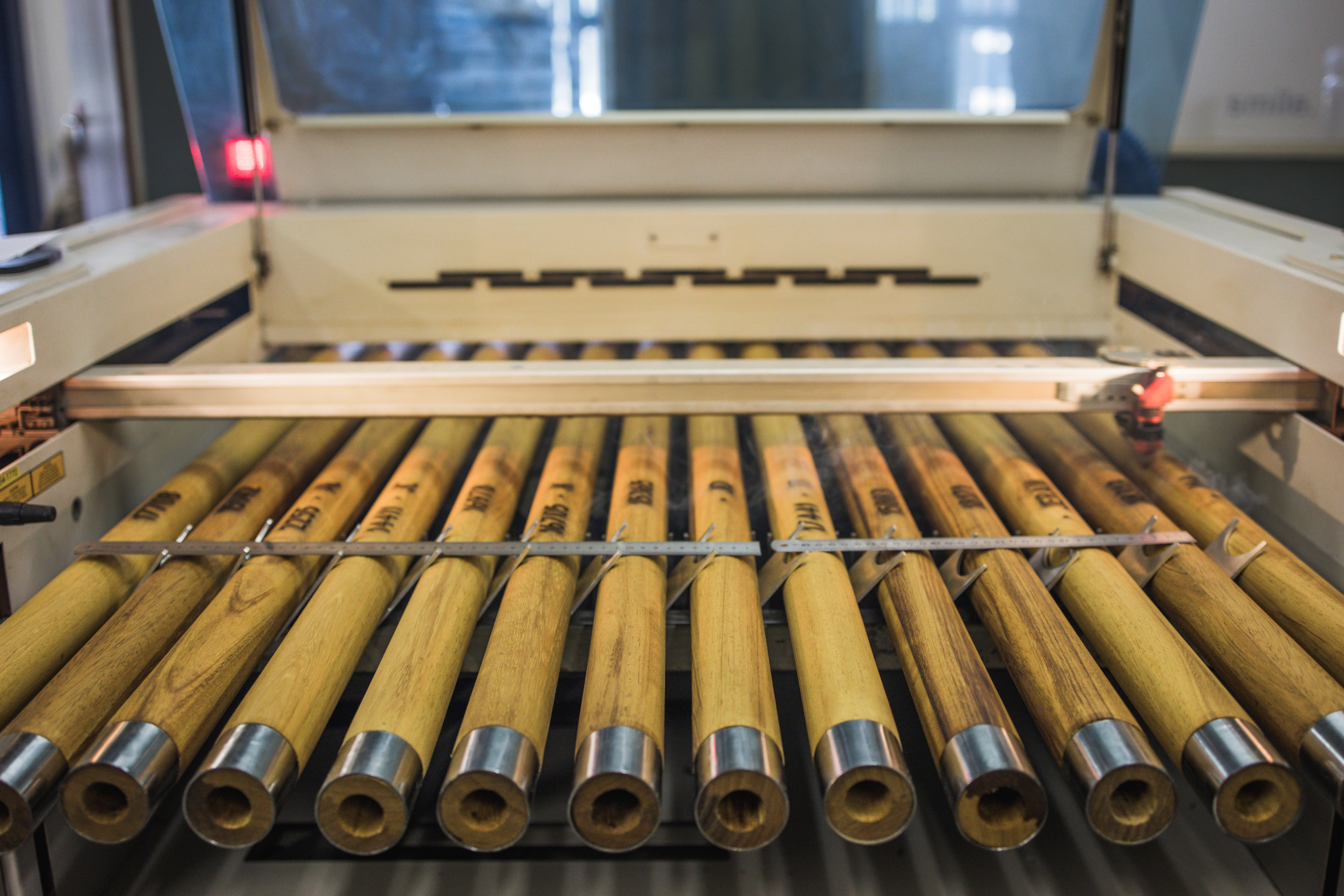 Iroko posts with names engraved.