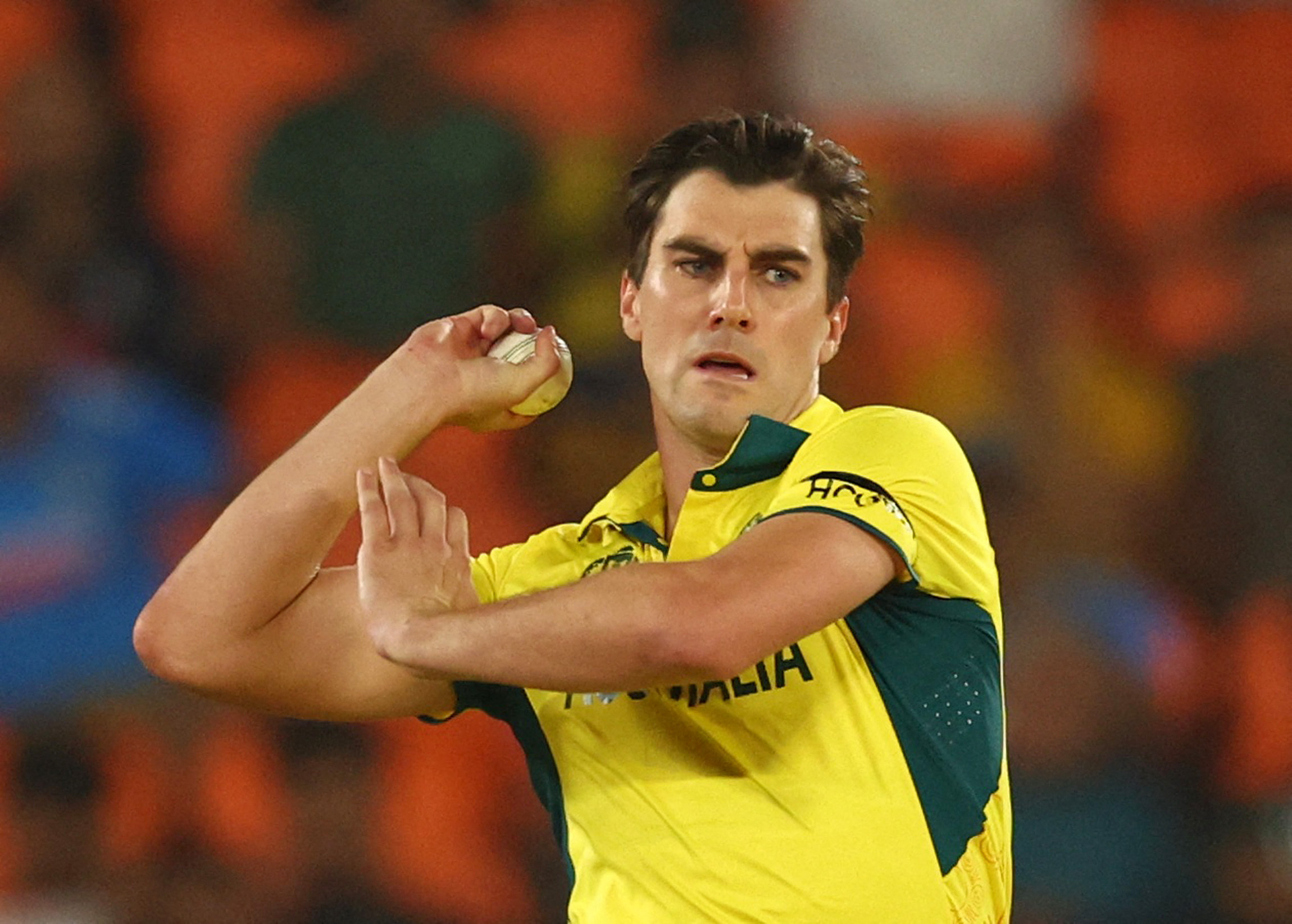 Pat Cummins in action.