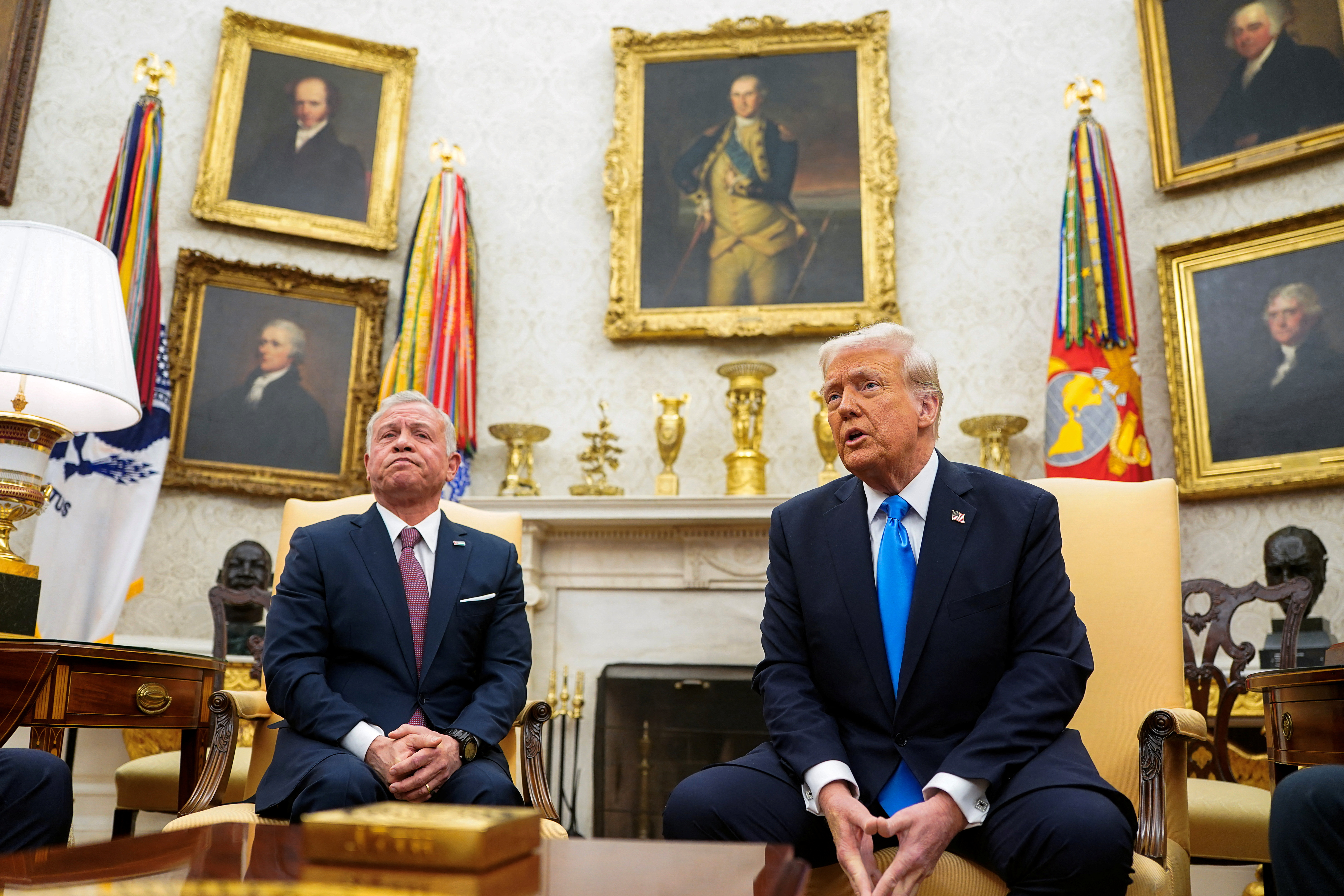 President Donald Trump meets with Jordan's King Abdullah in the Oval Office