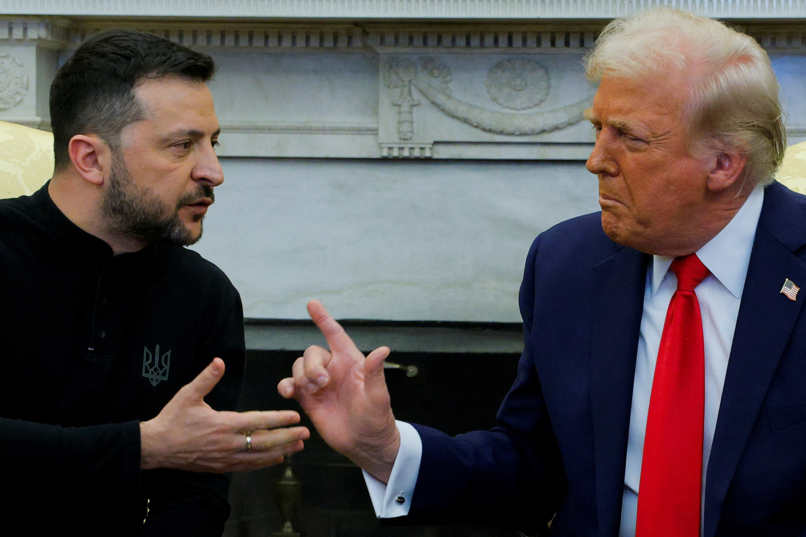 U.S. President Donald Trump meets with Ukrainian President Volodymyr Zelenskyy.