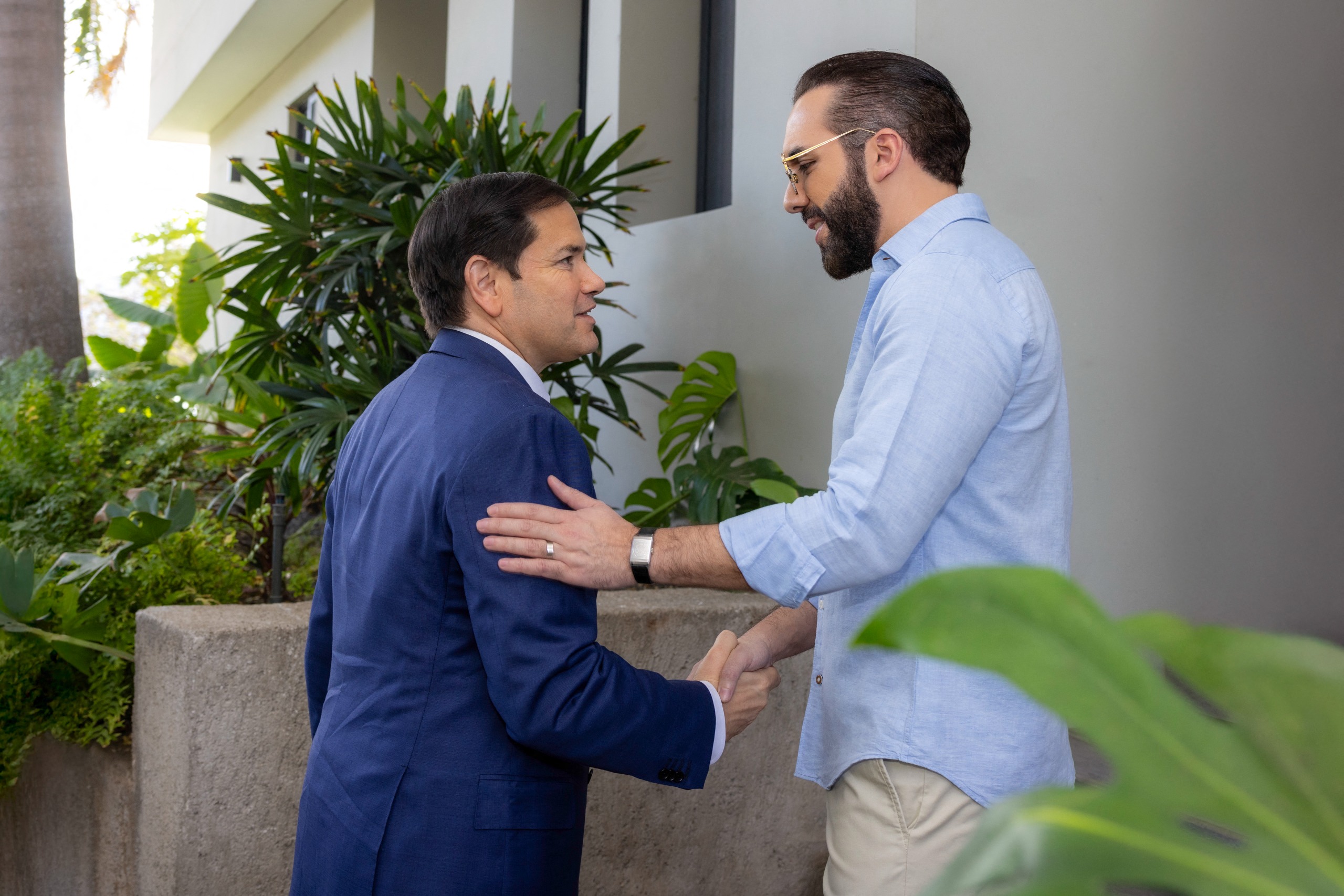 US Secretary of State Marco Rubio with El Salvador's President Nayib Bukele in El Congo