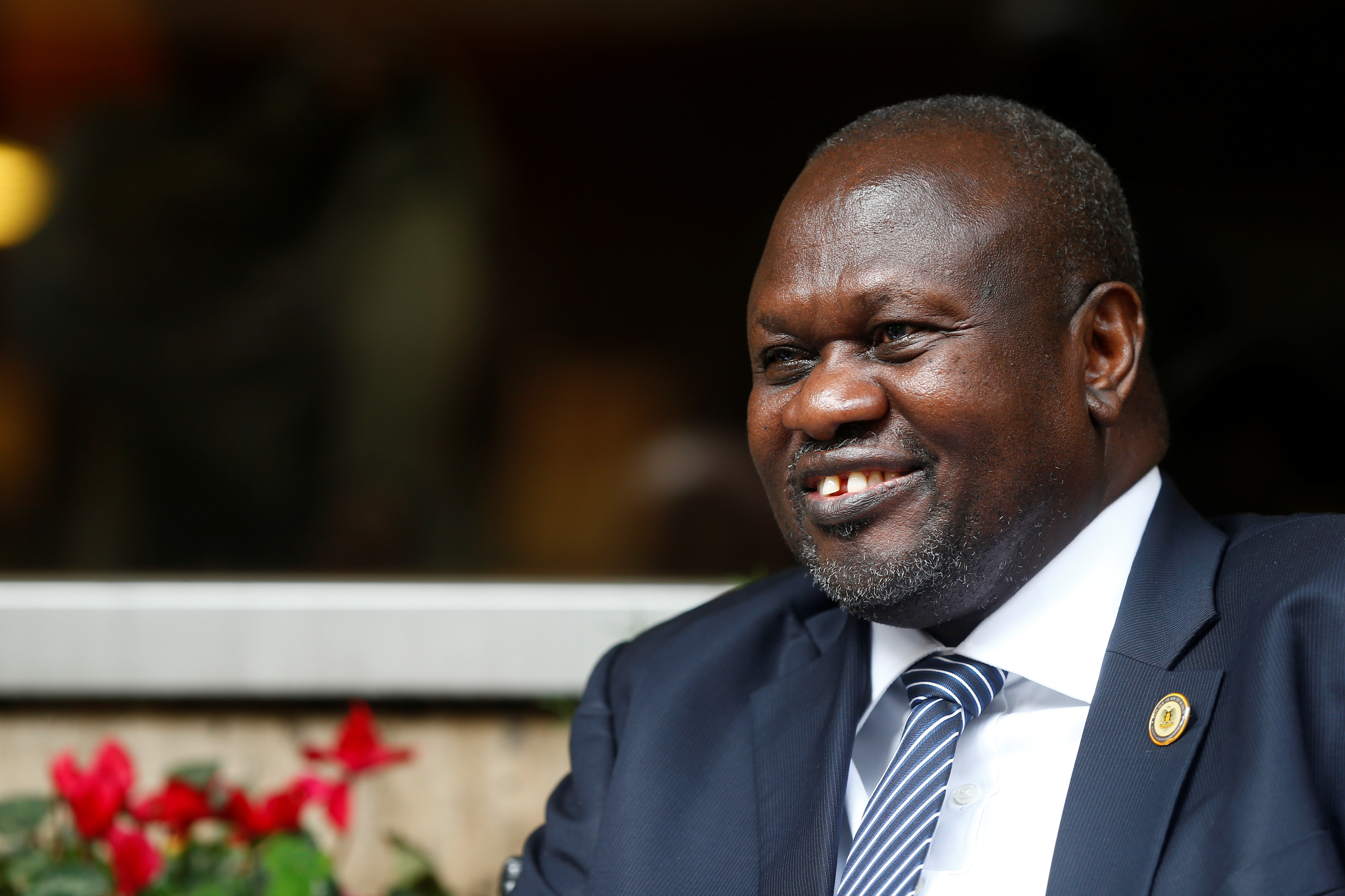South Sudan's ex-vice president and former rebel leader Riek Machar is pictured during an interview with Reuters in Rome, Italy, April 12, 2019. REUTERS/Yara Nardi.
