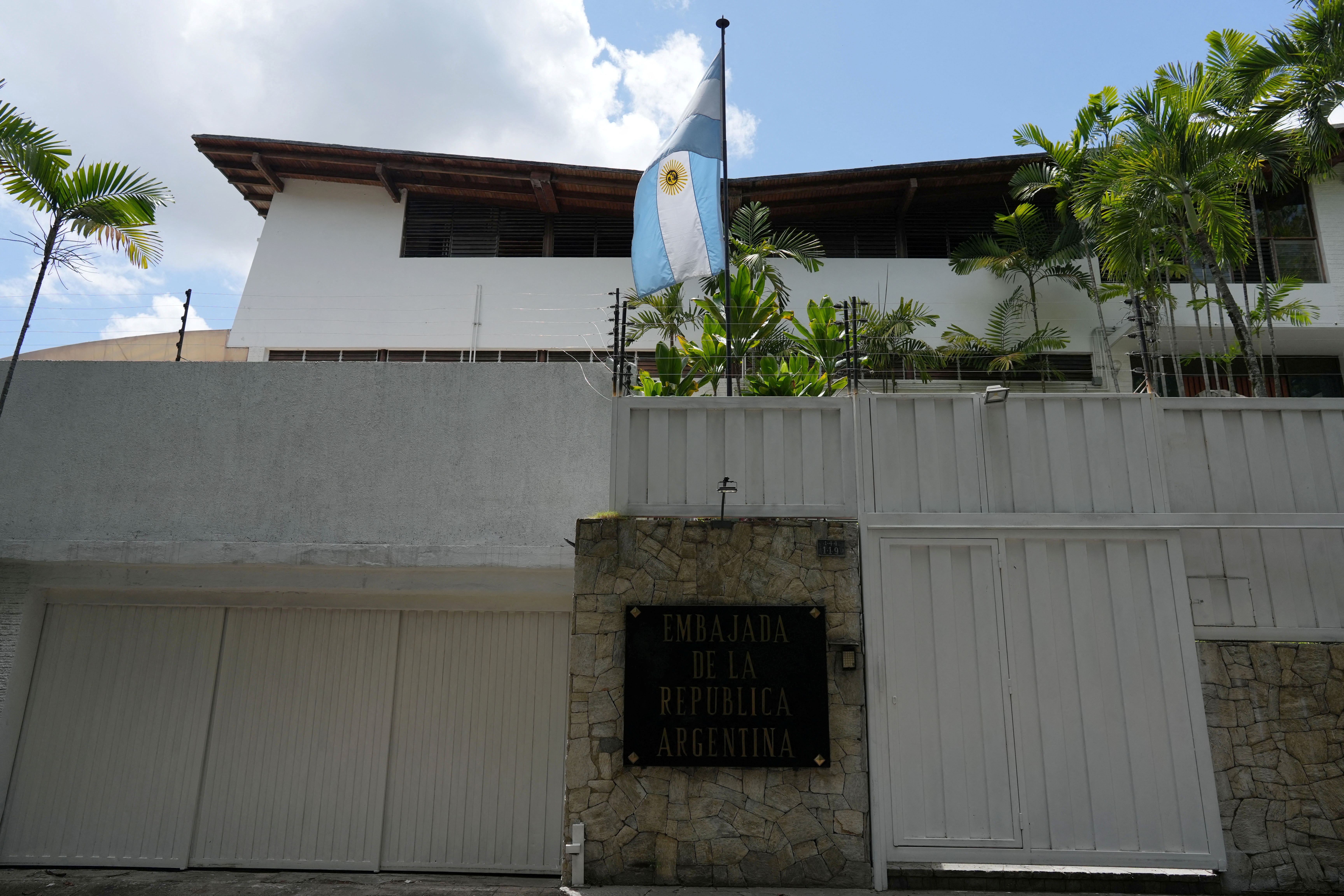The exterior of the Argentine embassy in Caracas
