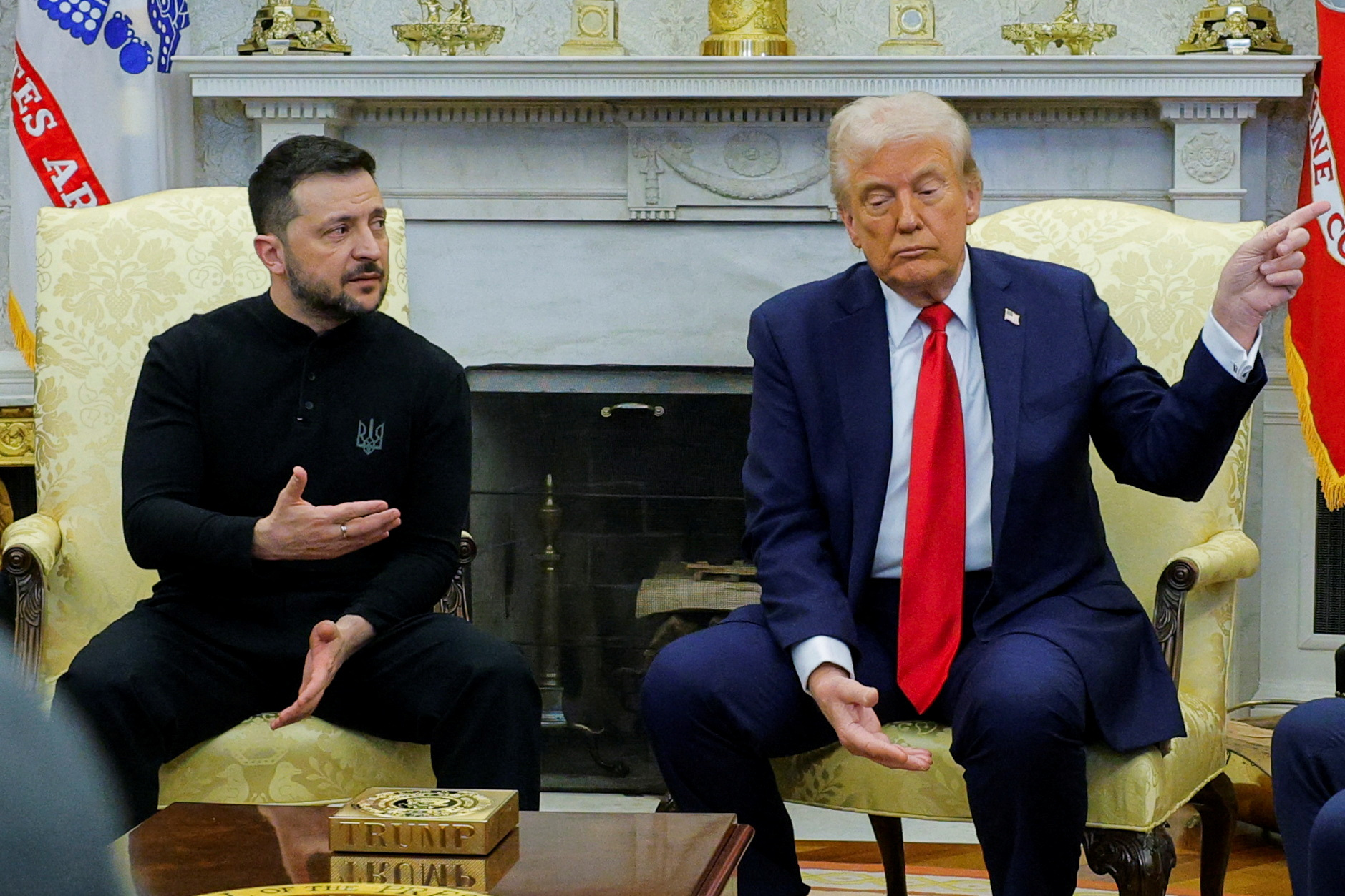 US President Donald Trump meets with Ukrainian President Volodymyr Zelenskyy at the White House.