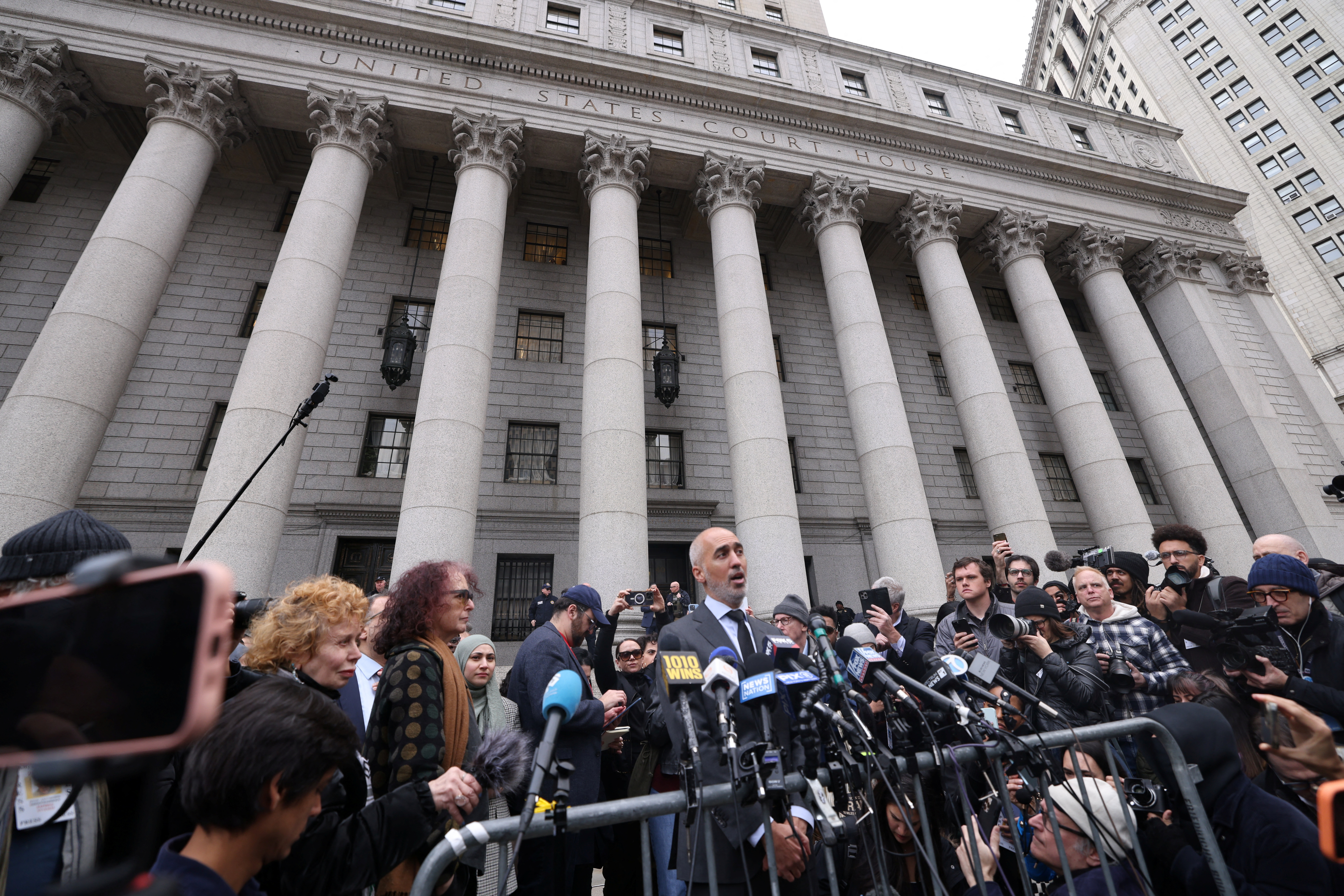 Mahmoud Khalil's lawyer speaks to reporters