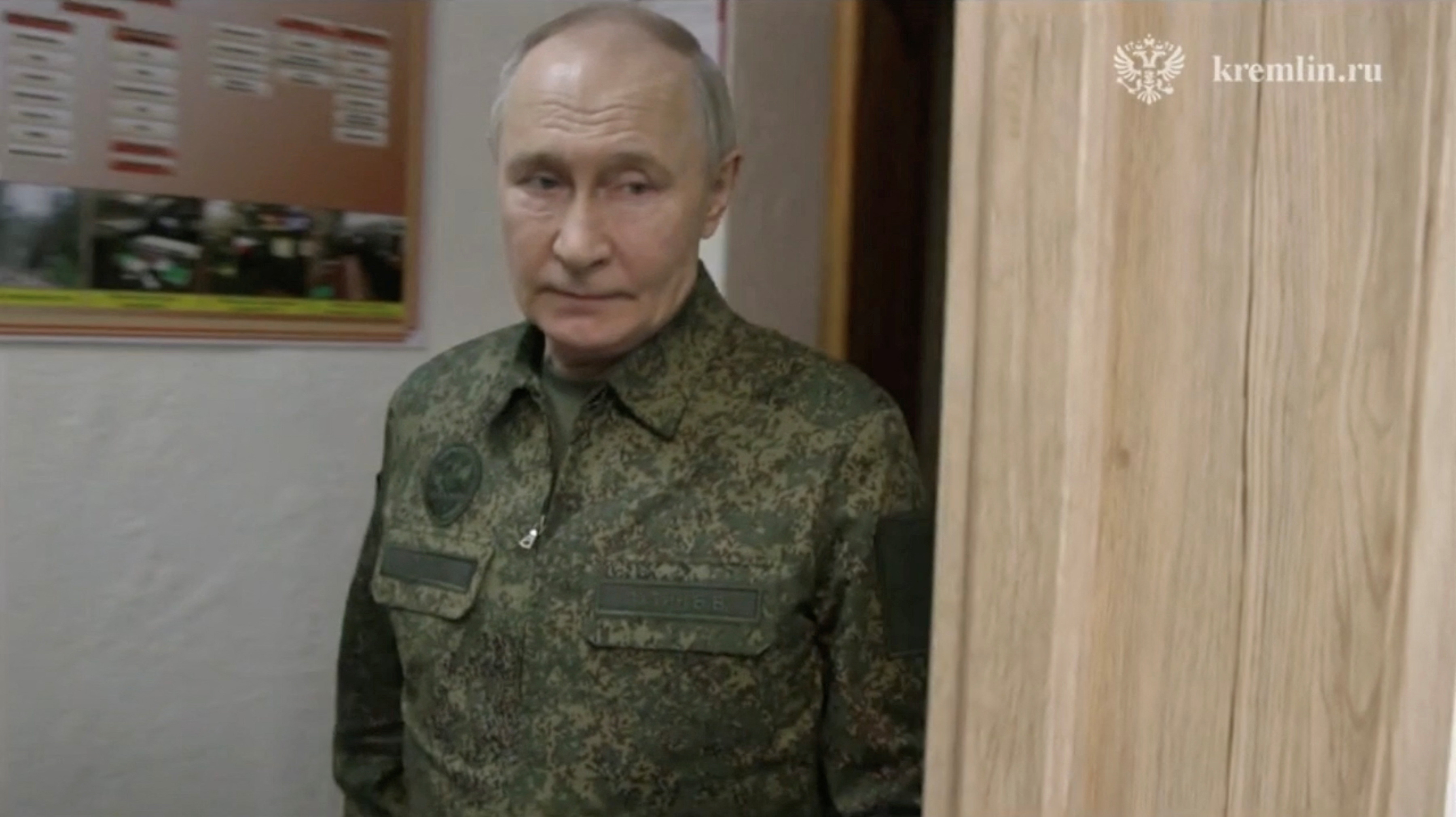 Russia's President Vladimir Putin arrives at a command centre of the Russian armed forces in the course of Russia-Ukraine conflict in the Kursk region, Russia, March 12, 2025, in this still image taken from video. Kremlin.ru/Handout via REUTERS ATTENTION EDITORS - THIS IMAGE WAS PROVIDED BY A THIRD PARTY. MANDATORY CREDIT. WATERMARK FROM SOURCE.