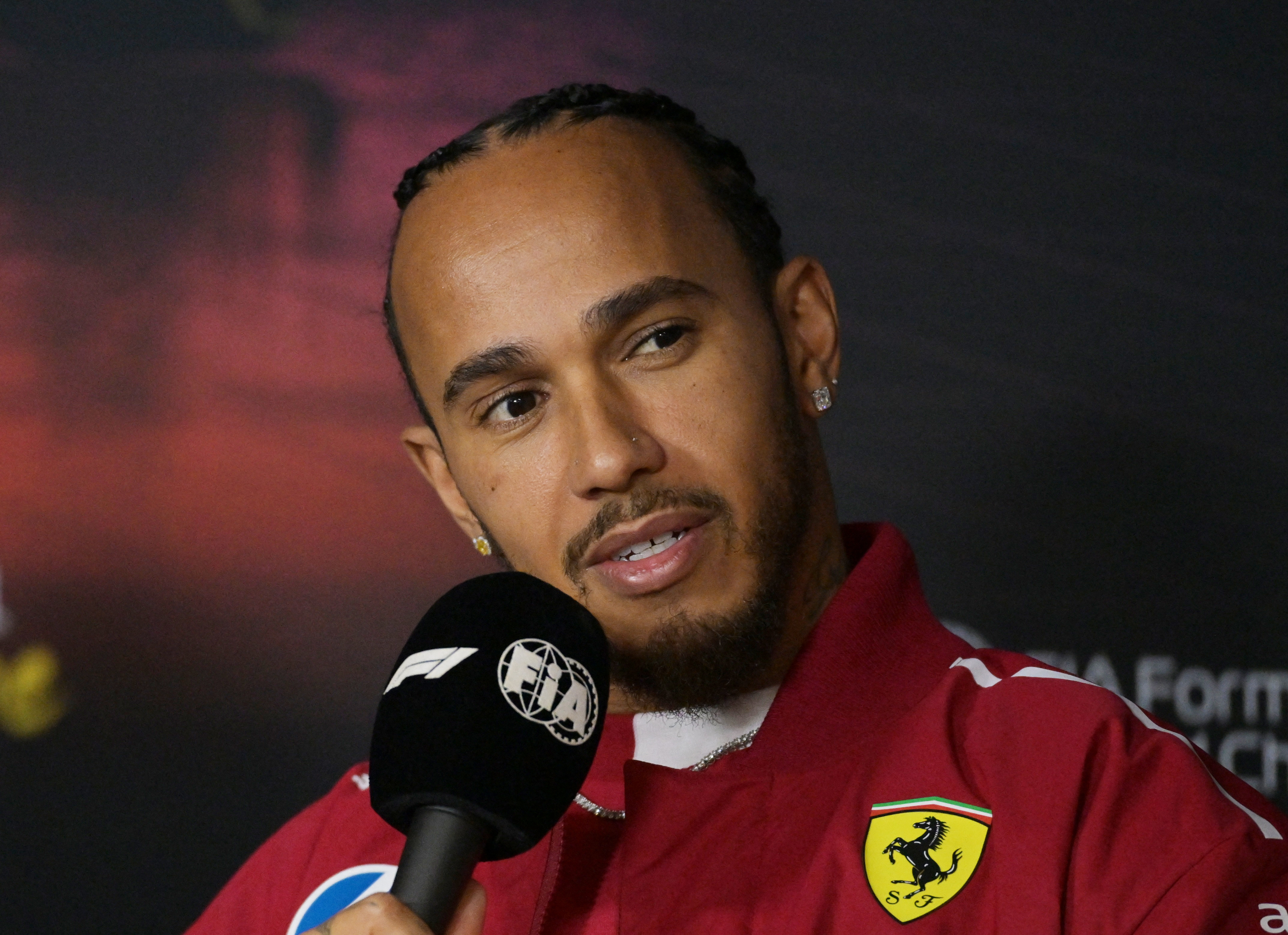 Lewis Hamilton reacts.