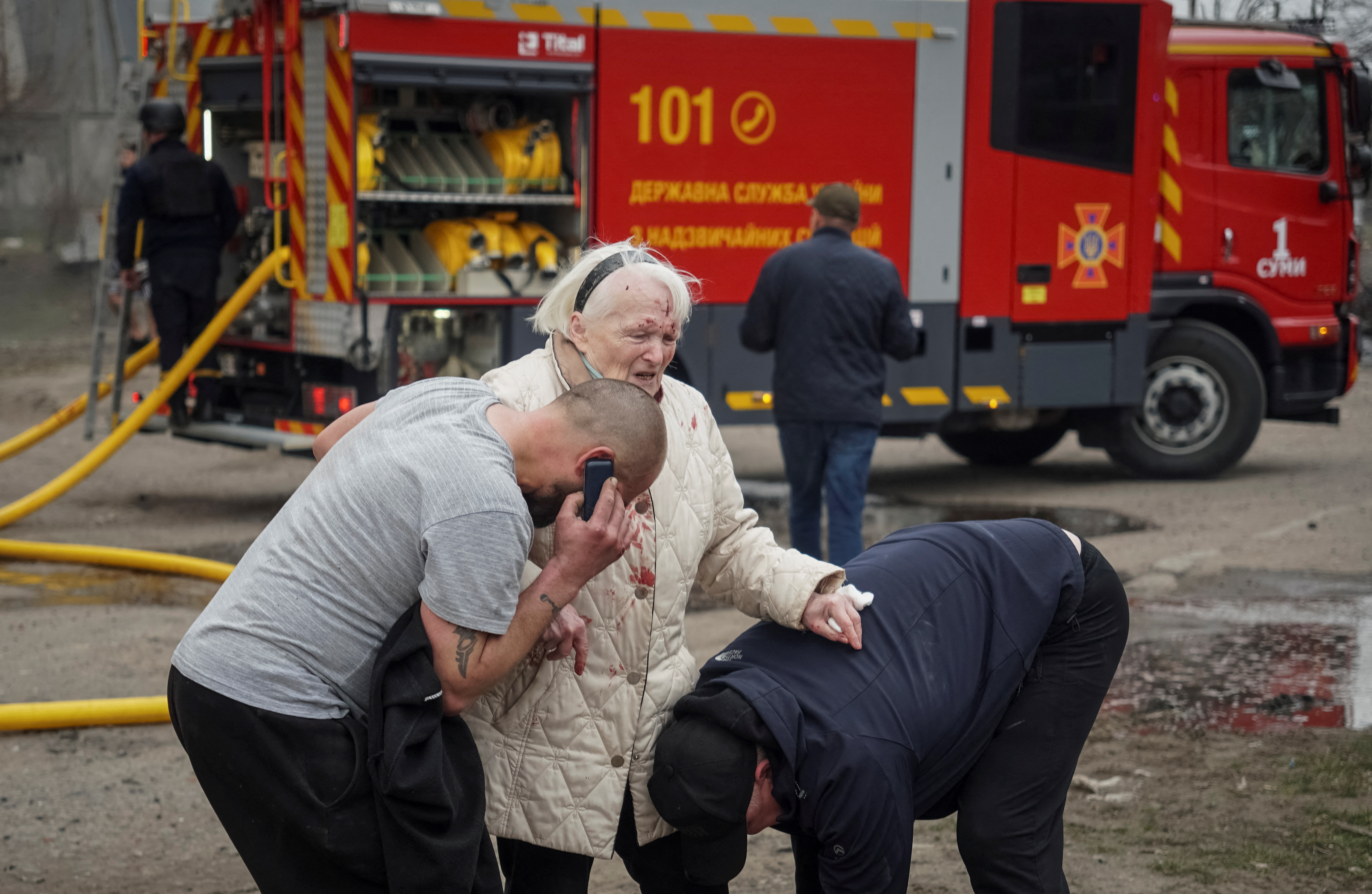 Aftermath of a Russian missile attack in Sumy