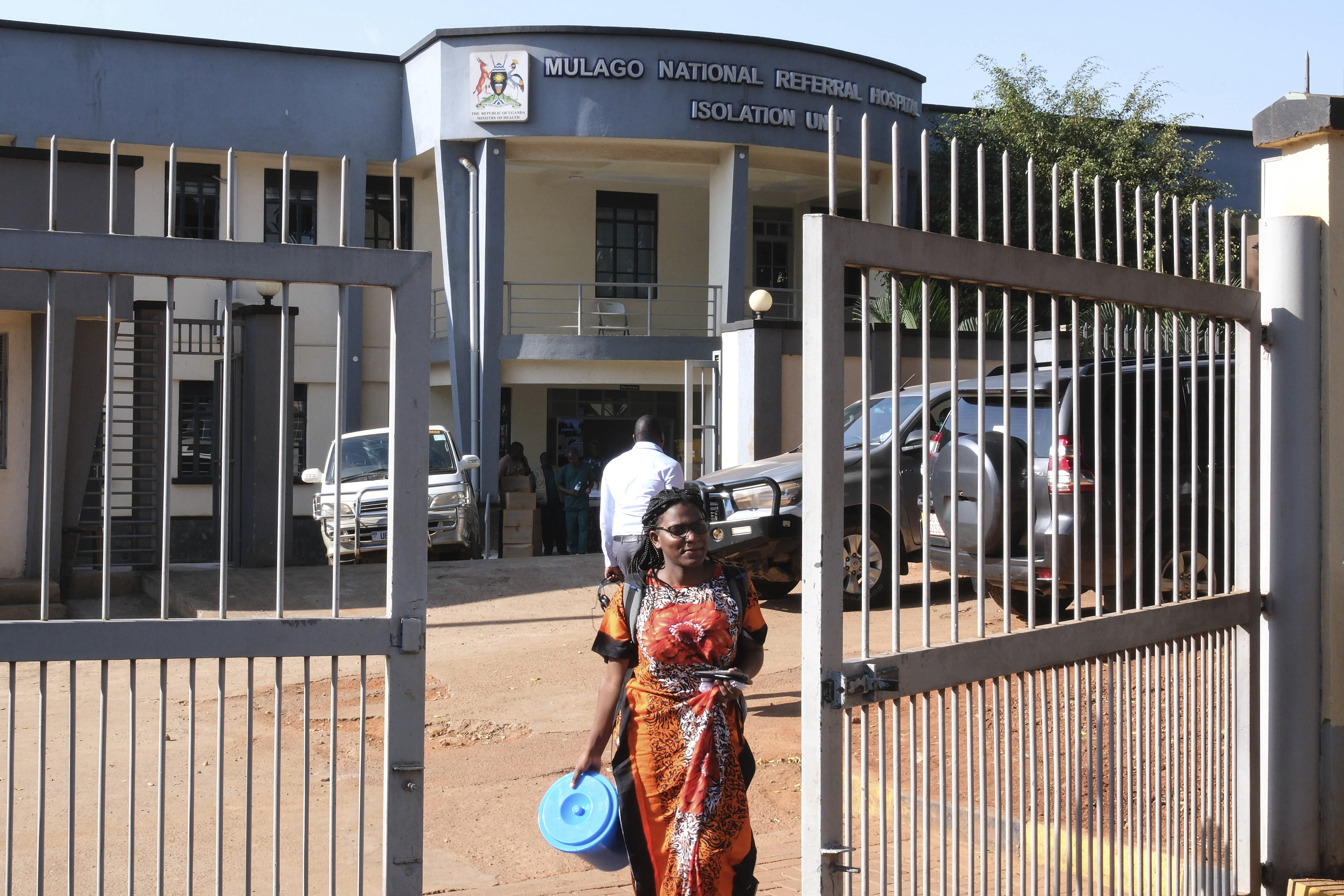 Rita Ninsiina, ebola survivor, leaving the isolation centre at Mulago Referral Hospital in Kampala