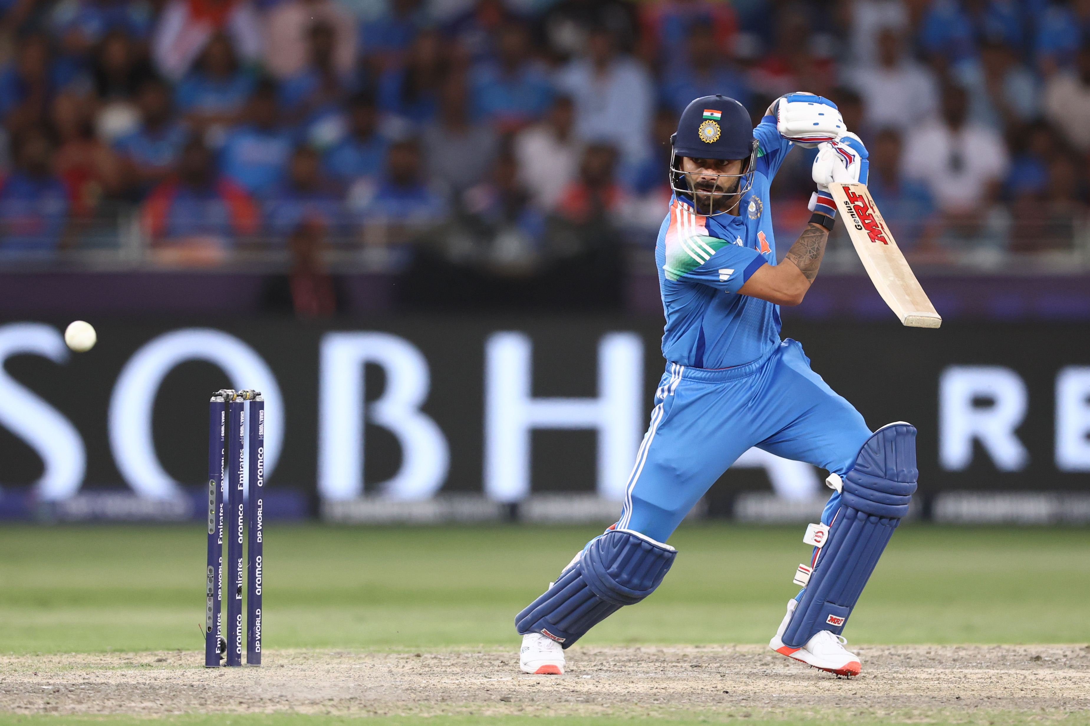 DUBAI, UNITED ARAB EMIRATES - MARCH 04: Virat Kohli of India bats during the ICC Champions Trophy 2025 semi final between India and Australia at Dubai International Cricket Stadium on March 04, 2025 in Dubai, United Arab Emirates. (Photo by Francois Nel/Getty Images)