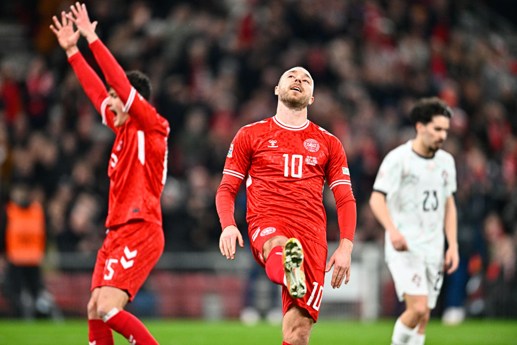 Christian Eriksen of Denmark looks dejected