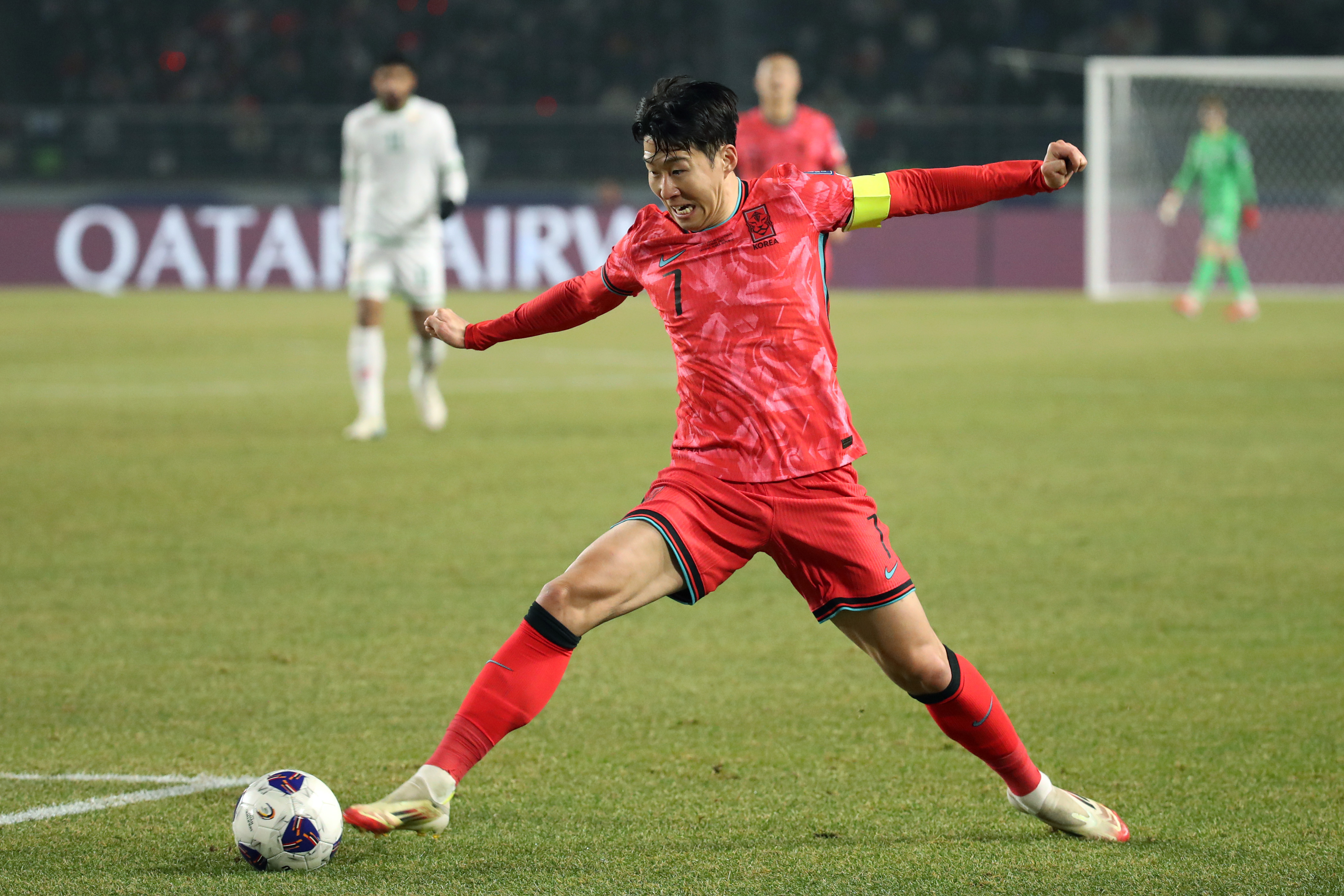 GOYANG, SOUTH KOREA - MARCH 20: Son Heung Min of South Korea in action during the FIFA World Cup Asian Third Qualifier Group B match between South Korea and Oman at Goyang Stadium on March 20, 2025 in Goyang, South Korea. (Photo by Chung Sung-Jun/Getty Images)