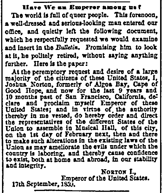 Emperor Norton proclamation