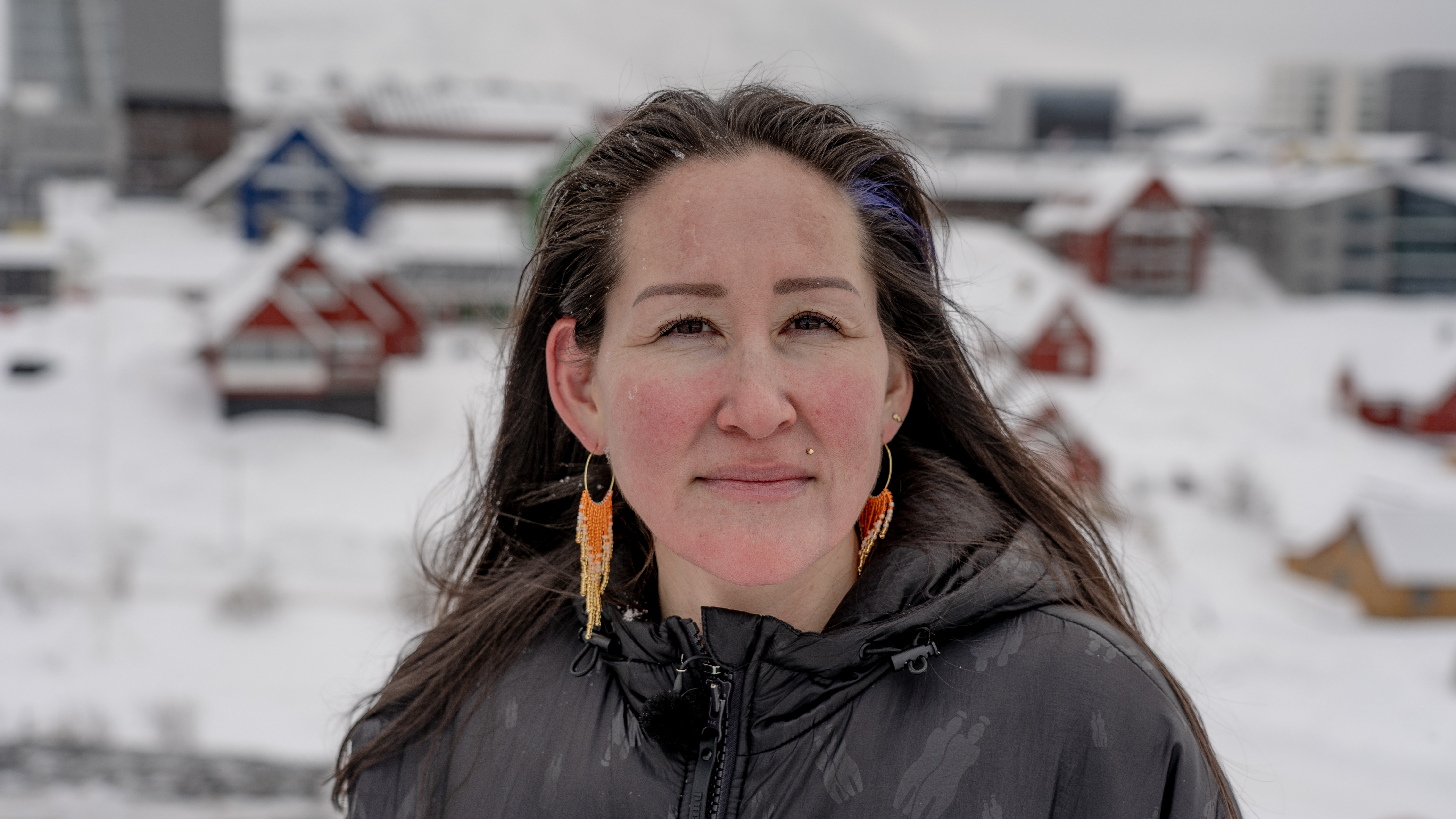 Qupanuk Olsen, a social media influencer, is turning her hand to politics, running with the pro-independence opposition party Naleraq [Peter Keldorff/Al Jazeera]