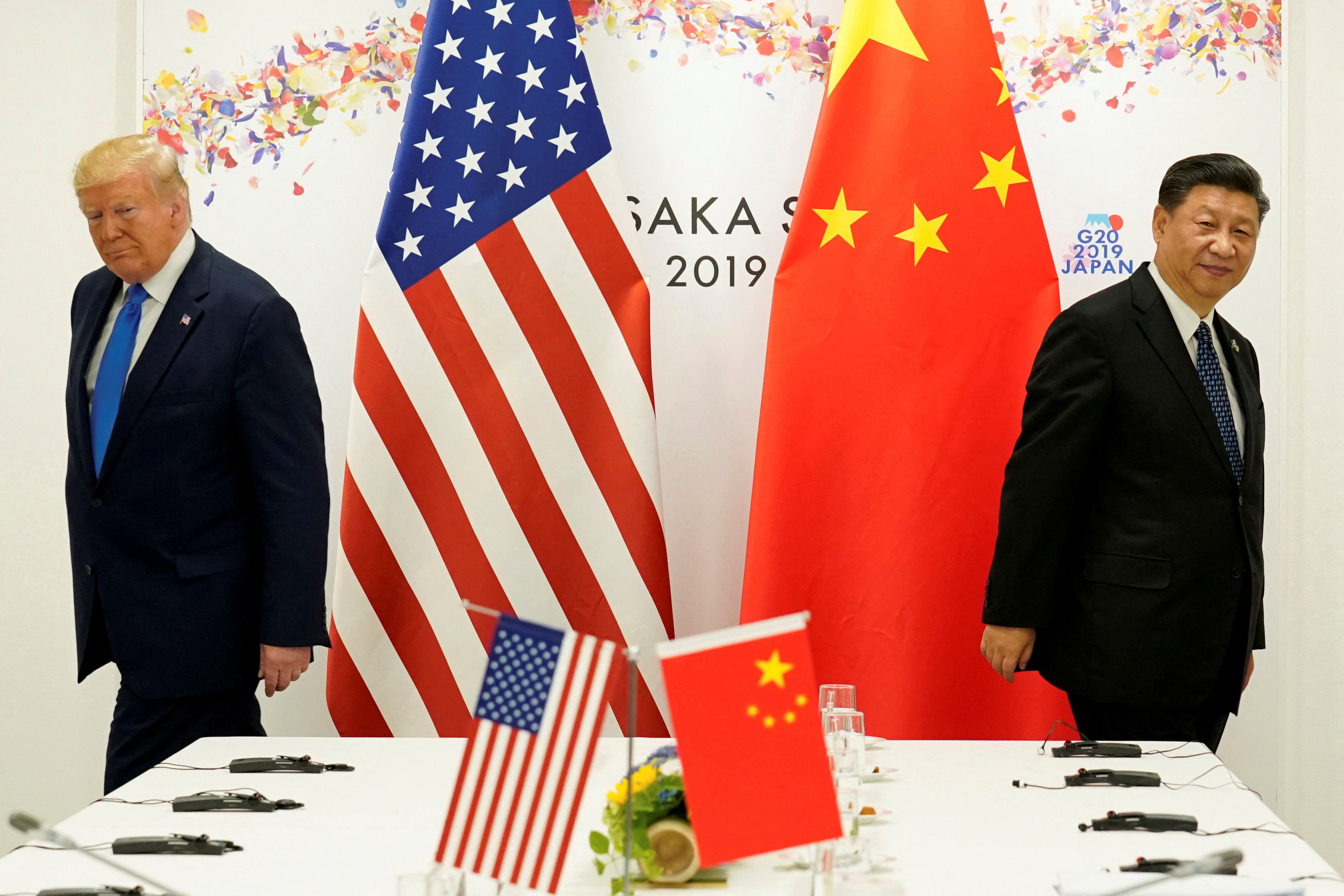 US President Donald Trump attends a bilateral meeting with China's President Xi Jinping.