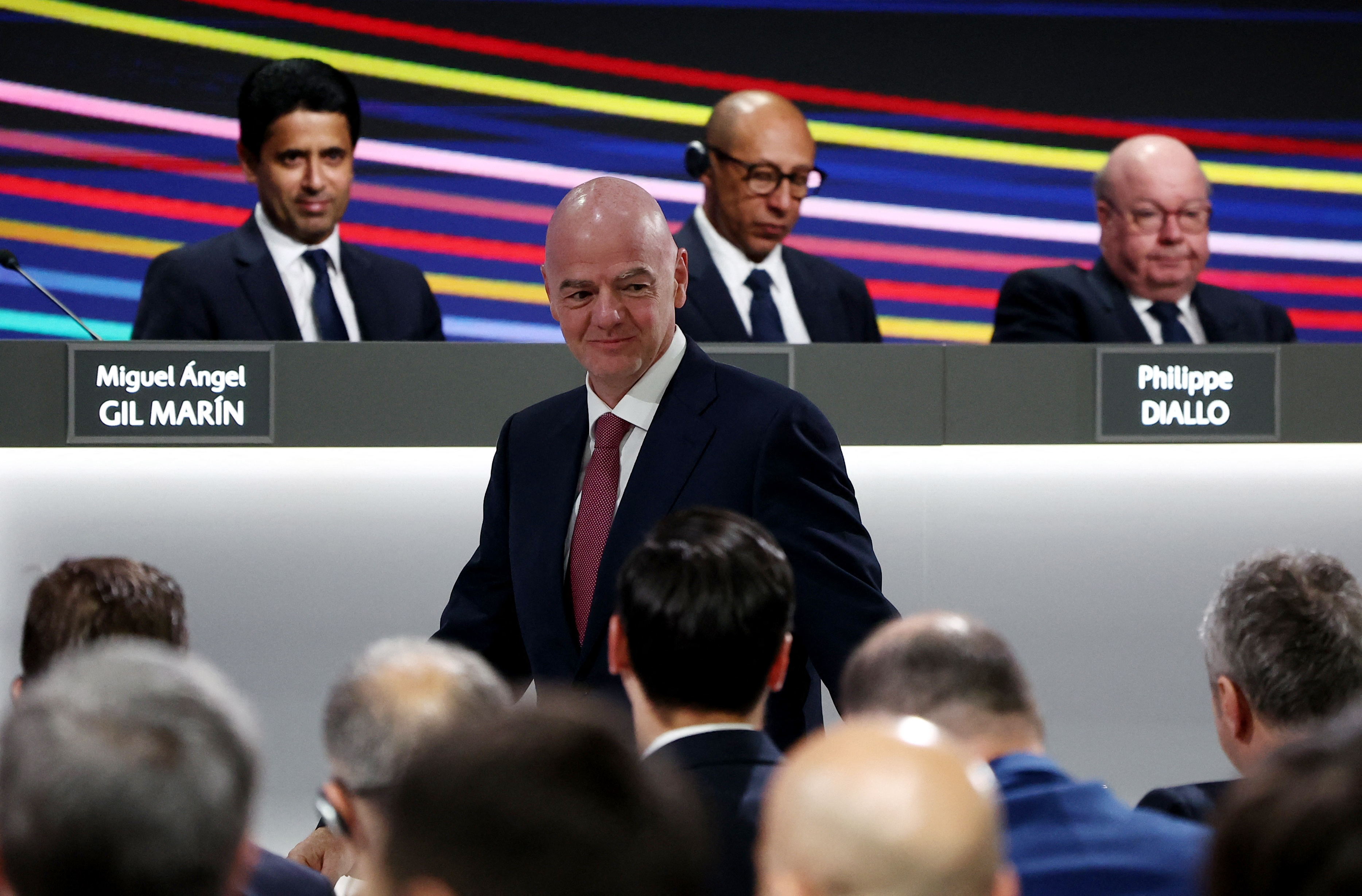 Soccer Football - 49th UEFA Ordinary Congress - Sava Congress Centar, Belgrade, Serbia - April 3, 2025 FIFA President Gianni Infantino during the congress REUTERS/Zorana Jevtic