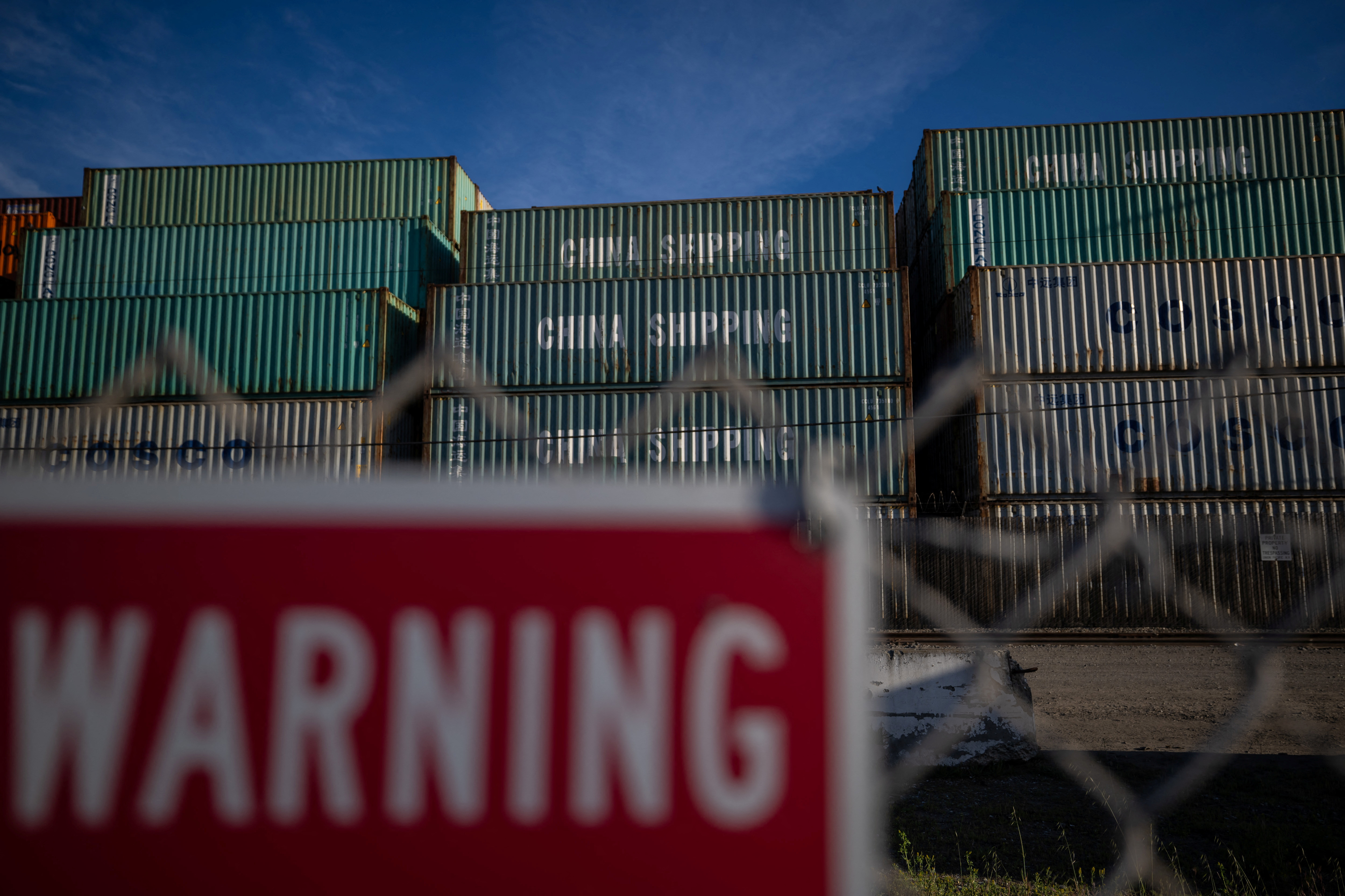 China Shipping containers are seen at the port of Oakland, as trade tensions escalate over U.S. tariffs with China, in Oakland, California, U.S., April 10, 2025. REUTERS/Carlos Barria