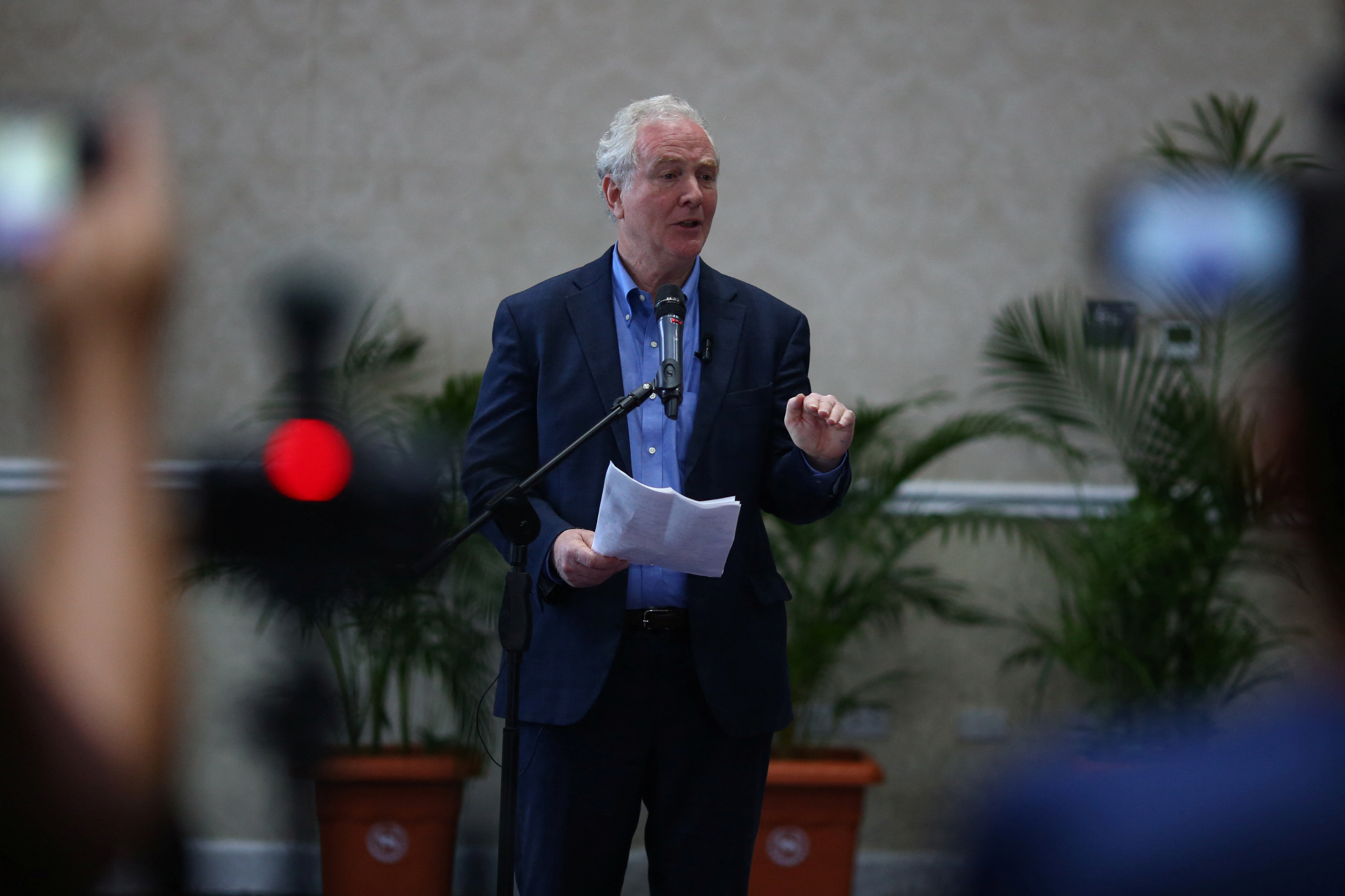 Chris Van Hollen speaks at a press conference.