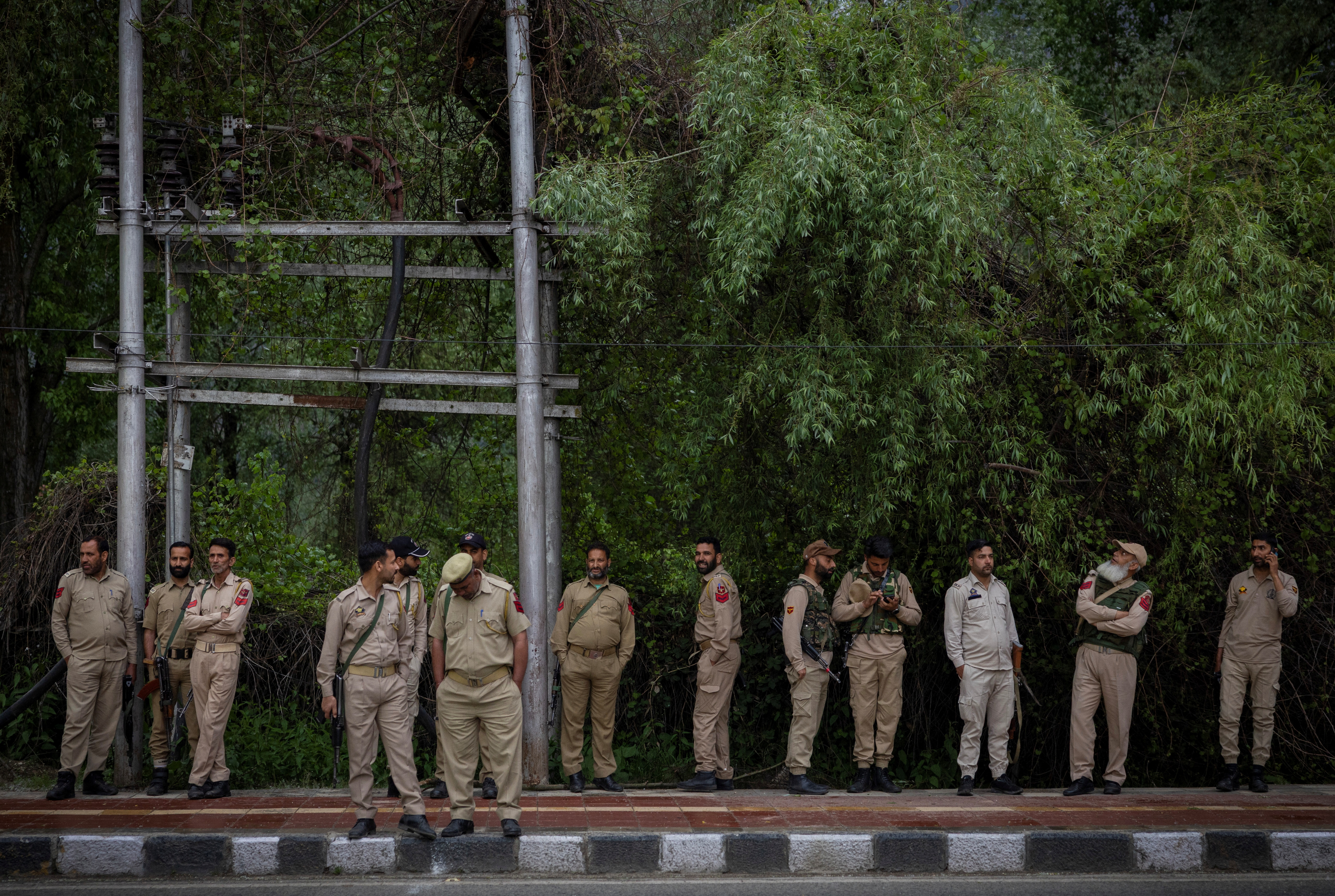 Security officers in Srinagar