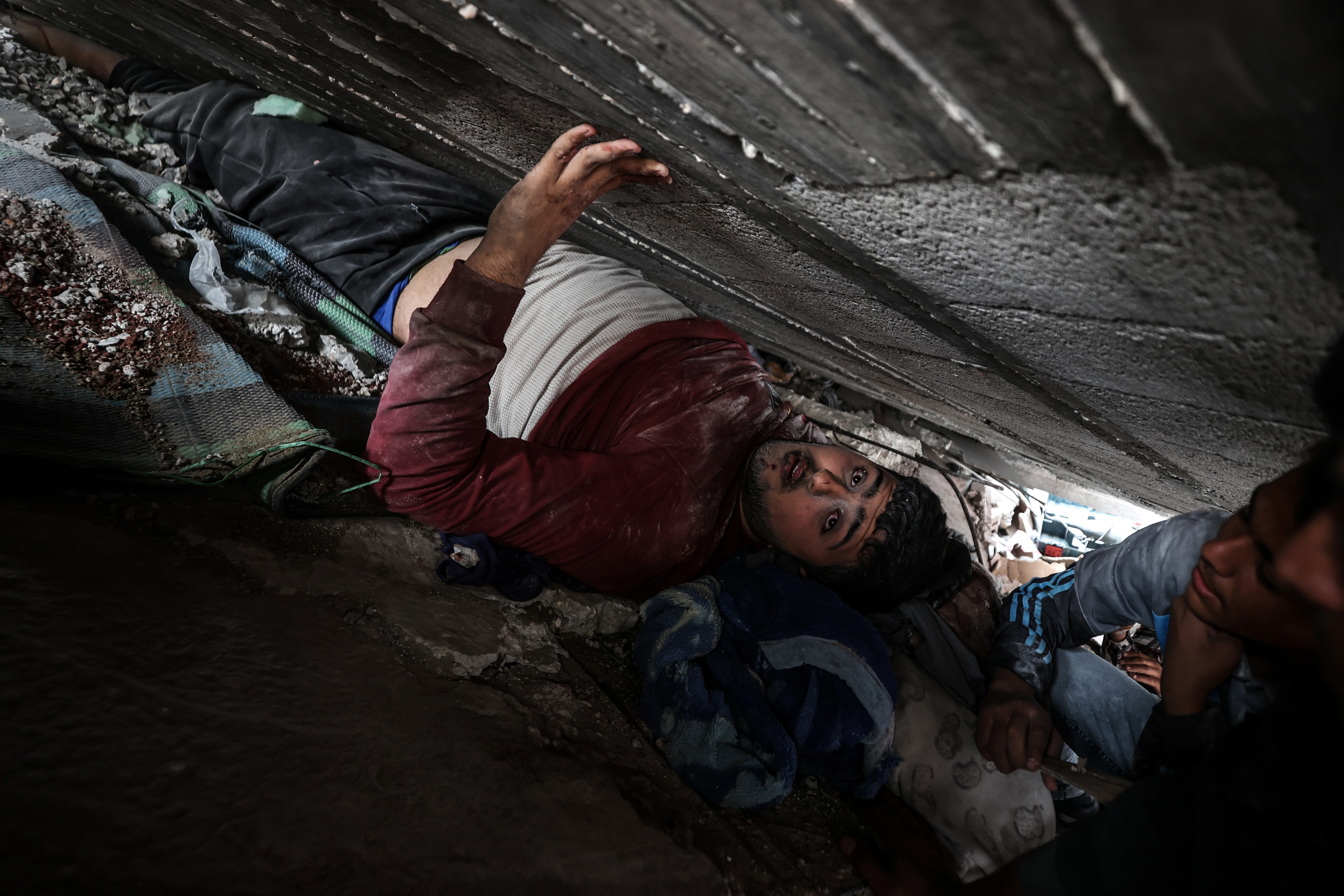 Teams conduct search and rescue operation under rubbles of destroyed buildings following the Israeli attack on residential areas in the Shujaiyye neighborhood of Gaza City, Gaza on April 9, 2025. [Ali Jadallah/Anadolu Agency]