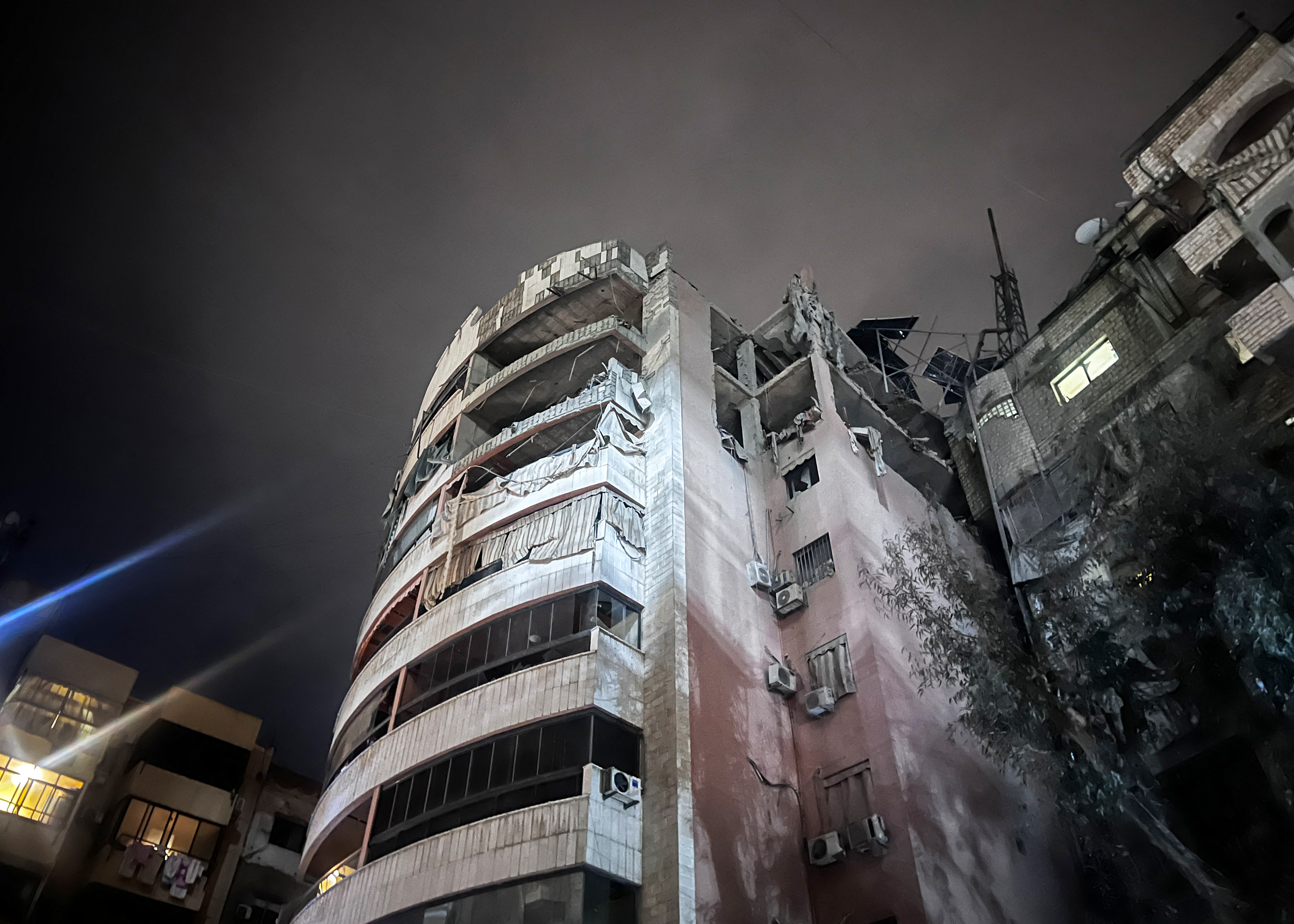 a damaged building after an Israeli attack in southern Beirut