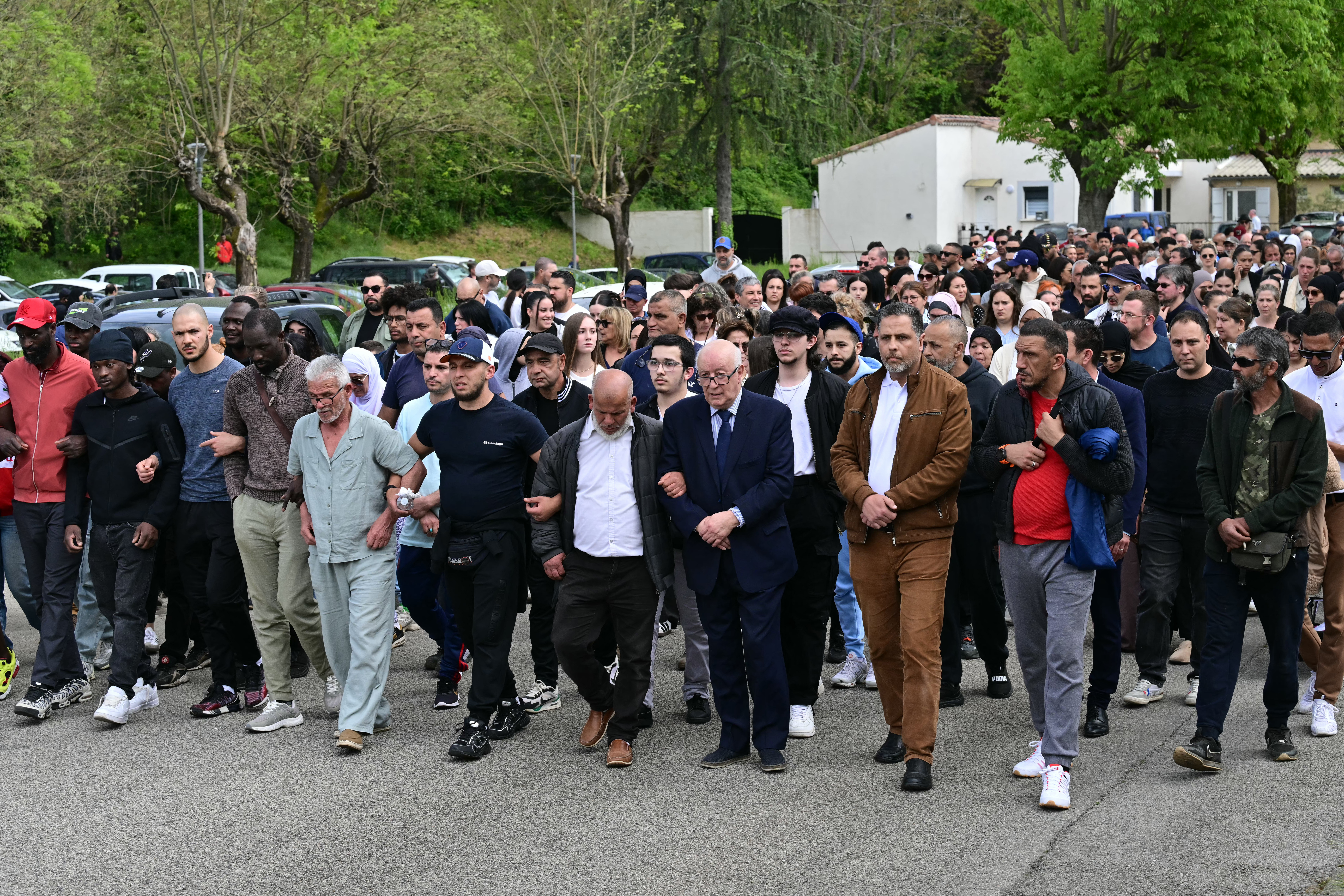 People march in La Grand-Combe, southern France