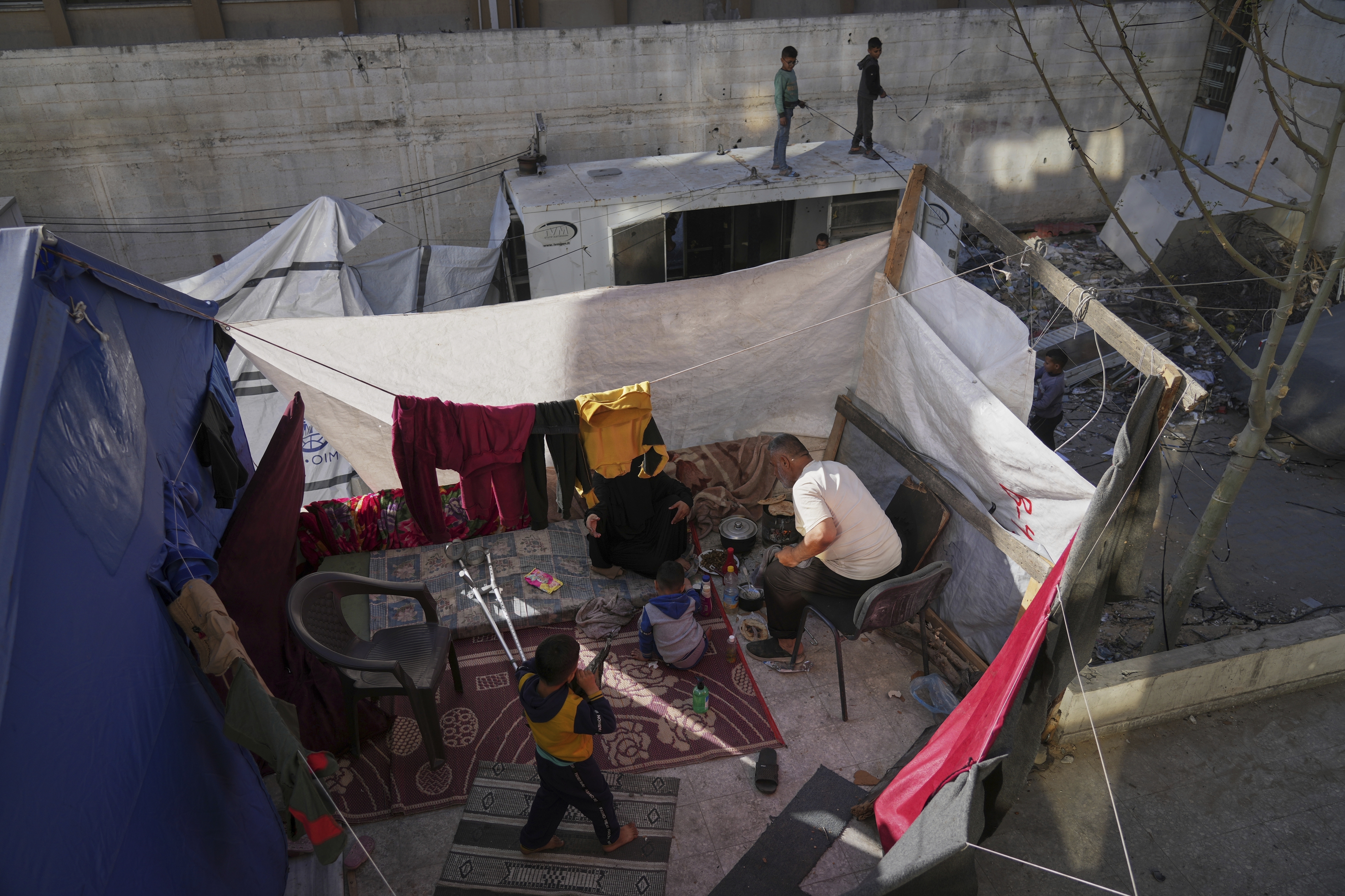A bombed-out Gaza university becomes a shelter for displaced Palestinians