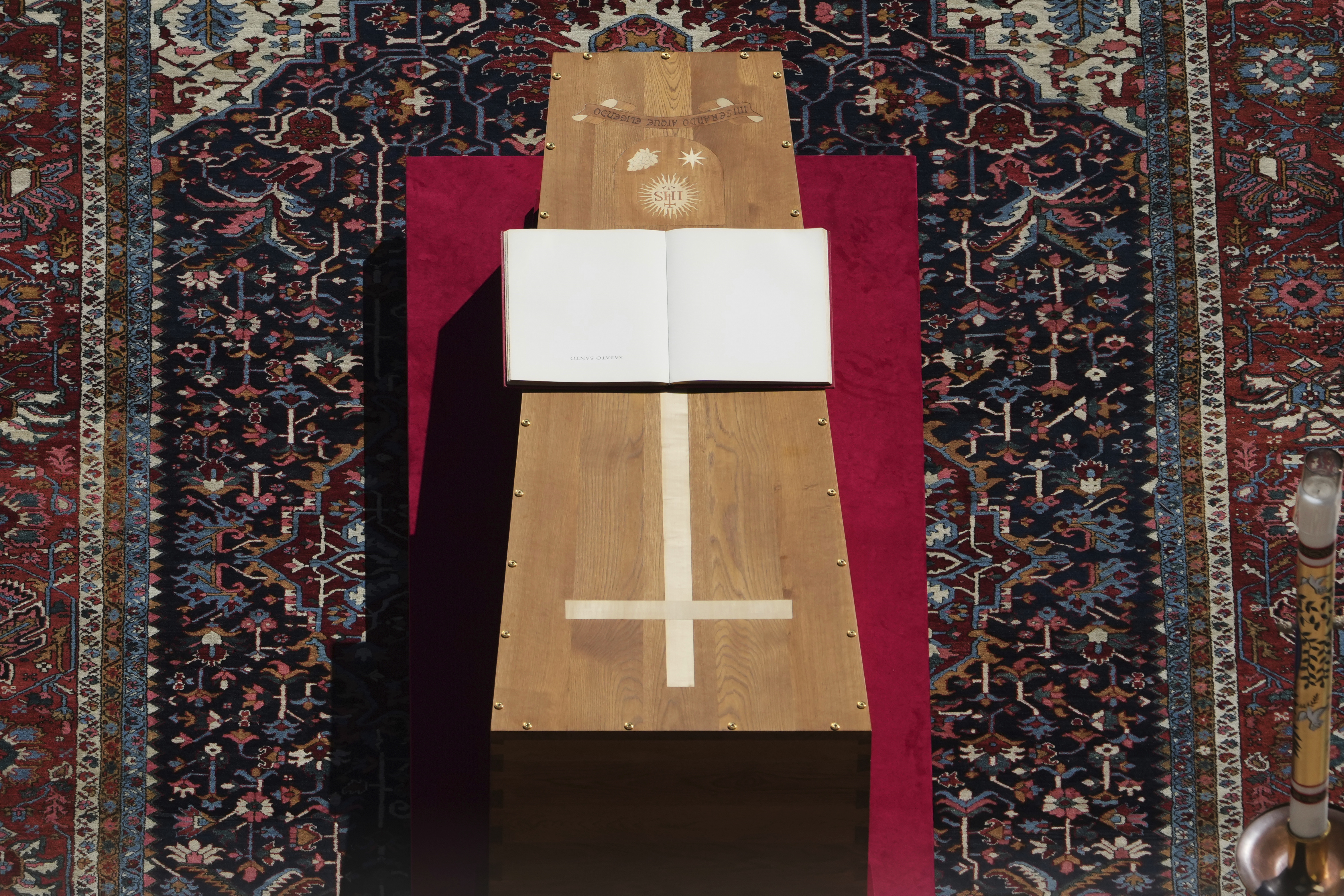 The book of the Gospels lies on the coffin of Pope Francis during his funeral ceremony