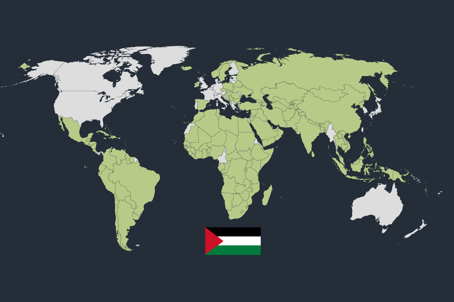 Countries that recognise the State of Palestine in 2025.