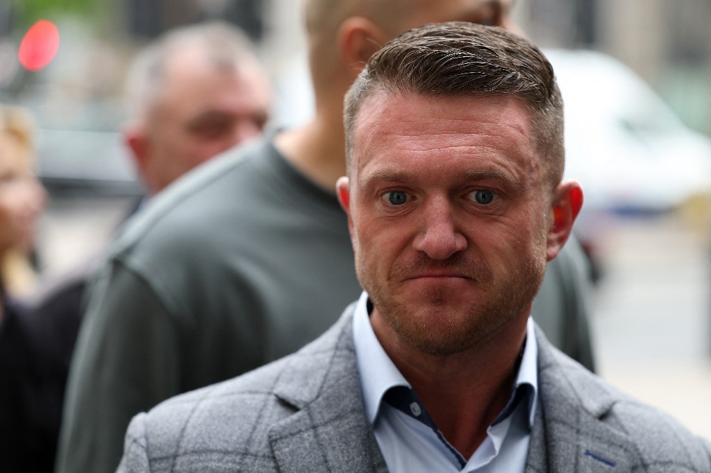 Stephen Yaxley-Lennon, also known as Tommy Robinson, arrives at Westminster Magistrates’ Court in central London on April 22, 2024