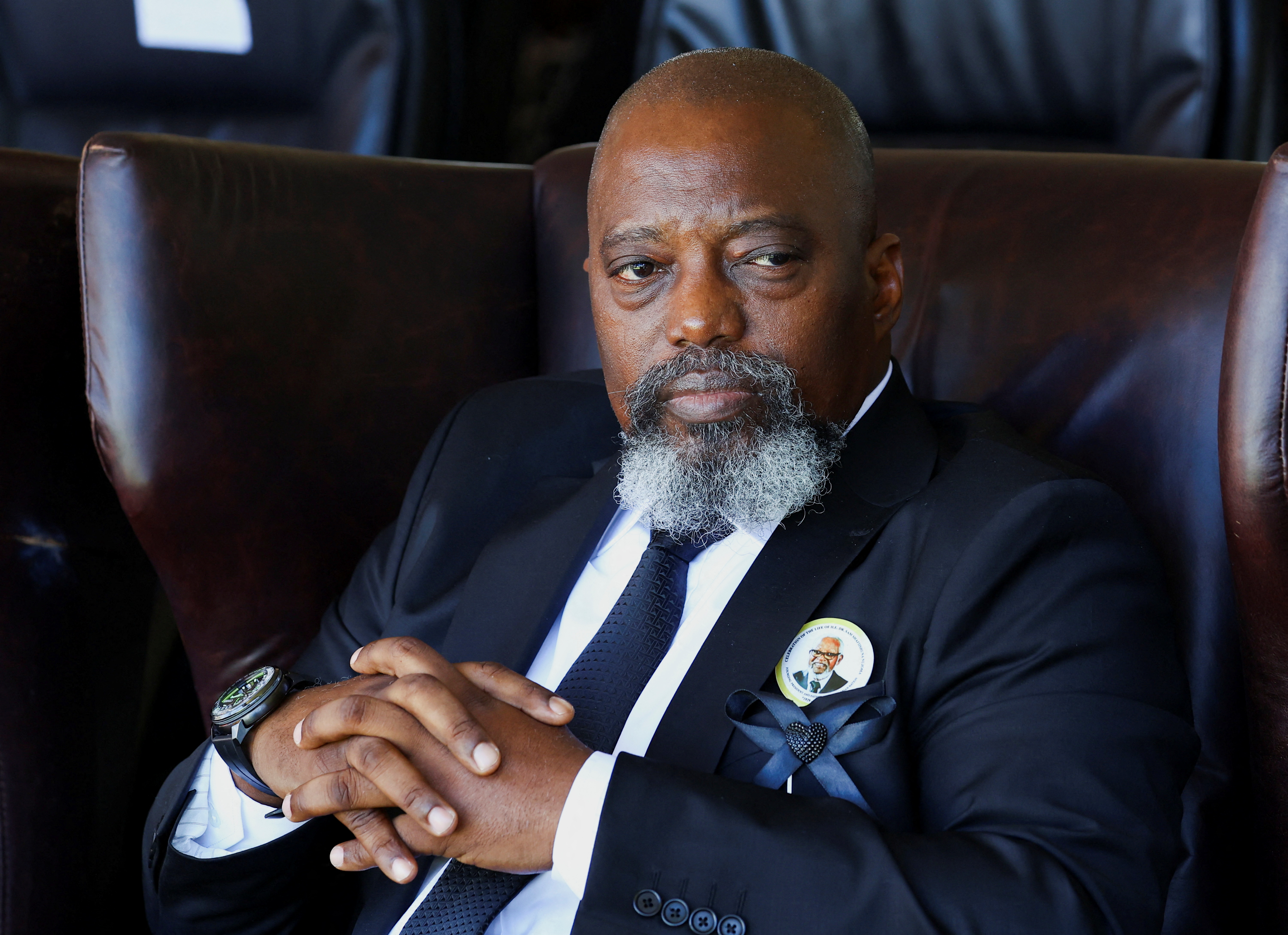 Democratic Republic of Congo's former President Joseph Kabila, attends a memorial service of Sam Nujoma, who became Namibia's first democratically elected president, at the Independence stadium, before his burial tomorrow at Namibia's National Heroes Acre, in the capital Windhoek, Namibia, February 28, 2025. REUTERS/Siphiwe Sibeko
