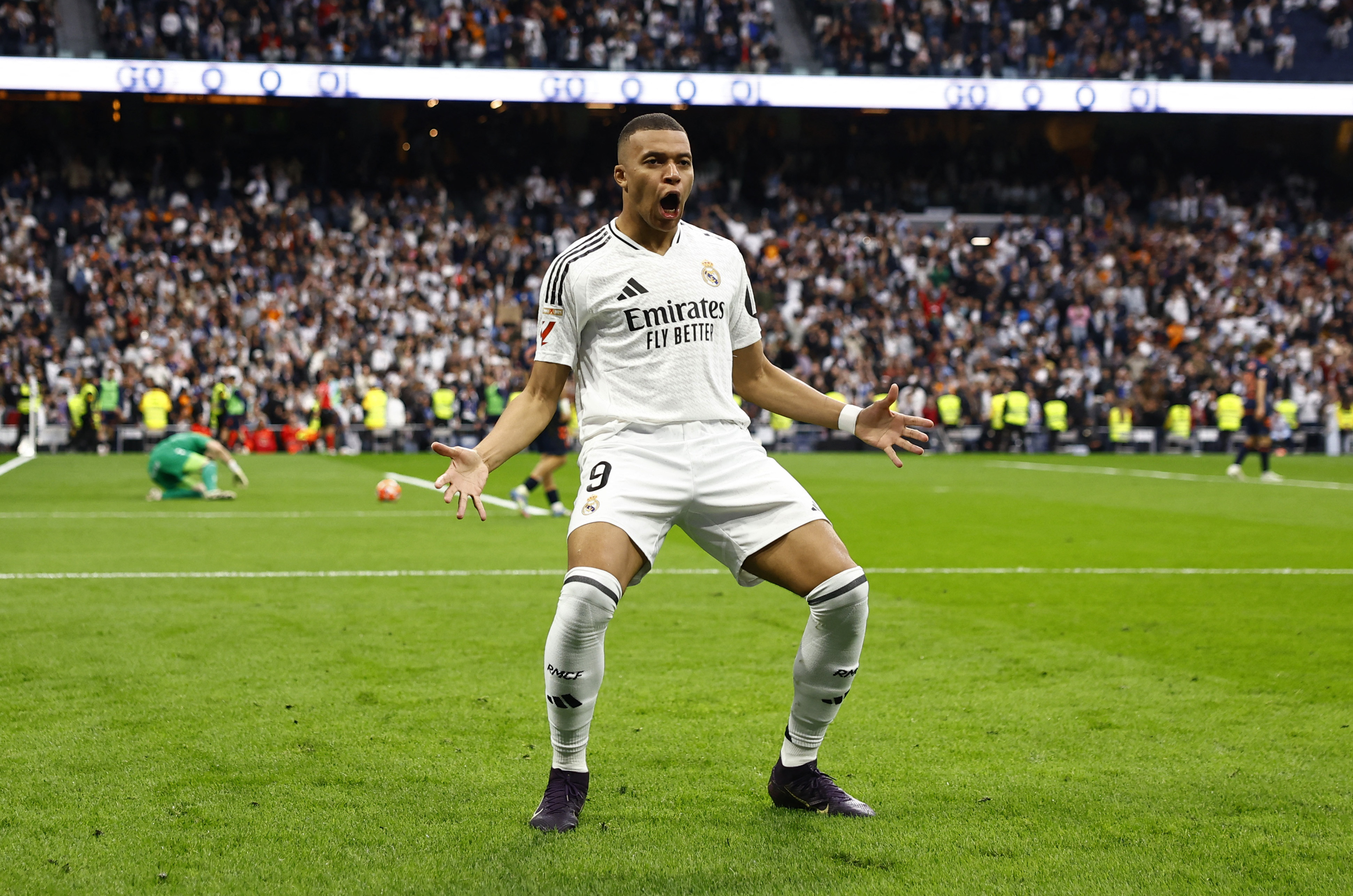 Kylian Mbappe celebrates