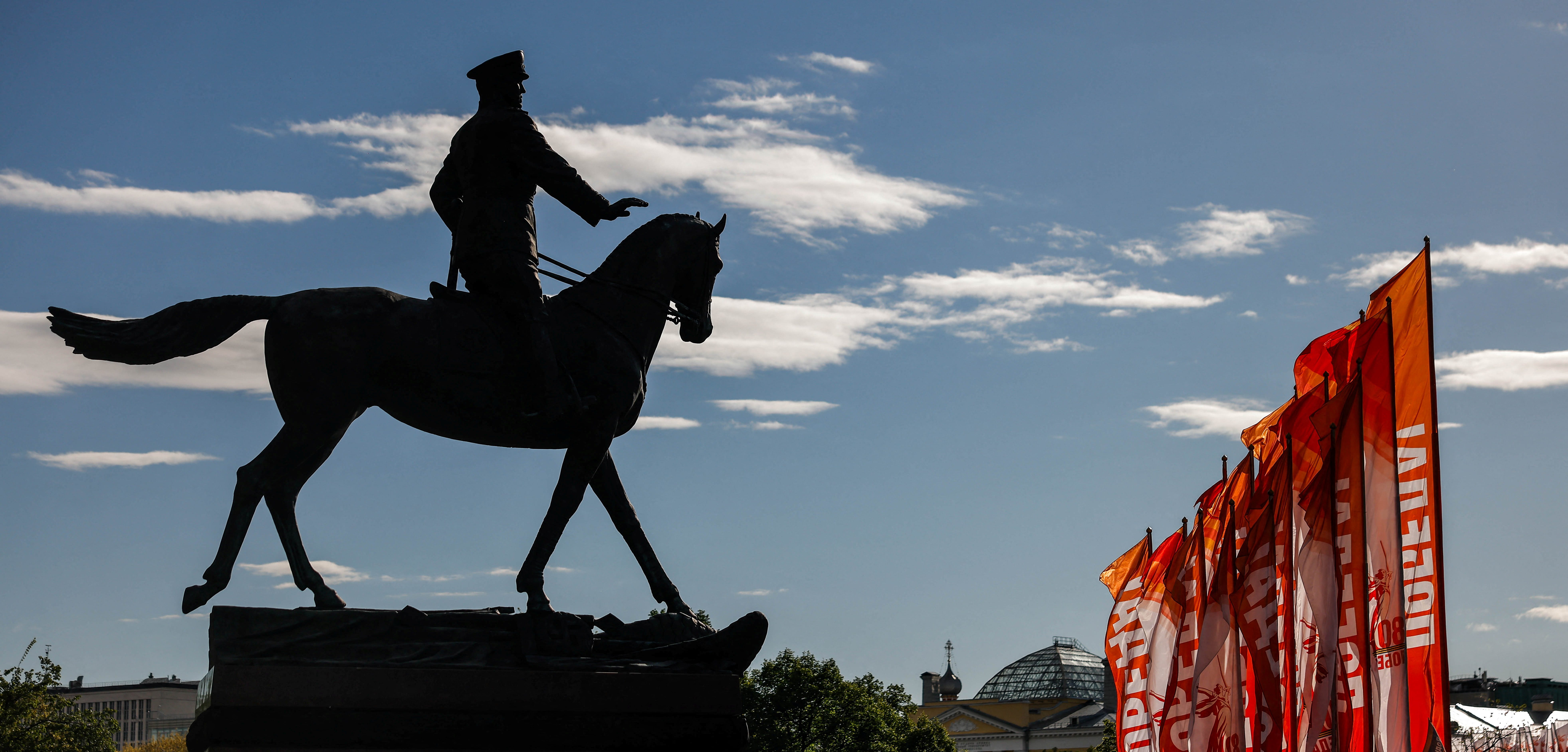 A monument to Soviet World War II commander Marshal Georgy Zhukov